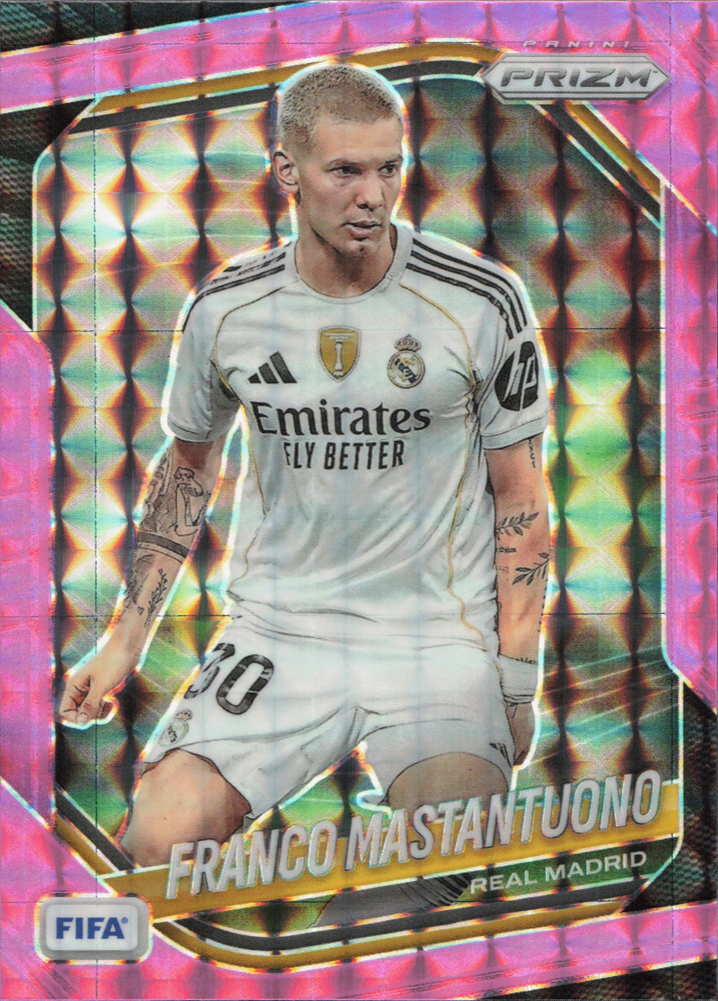 Franco Mastantuono Pink Mosaic Panini Prizm FIFA