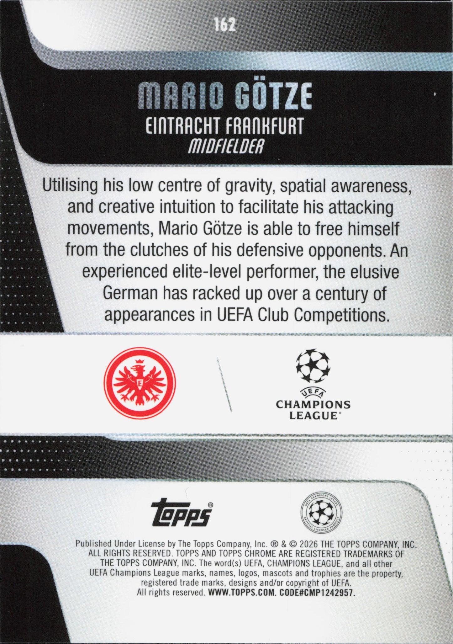 Mario Gotze Raywave Parallel Topps Chrome UCC
