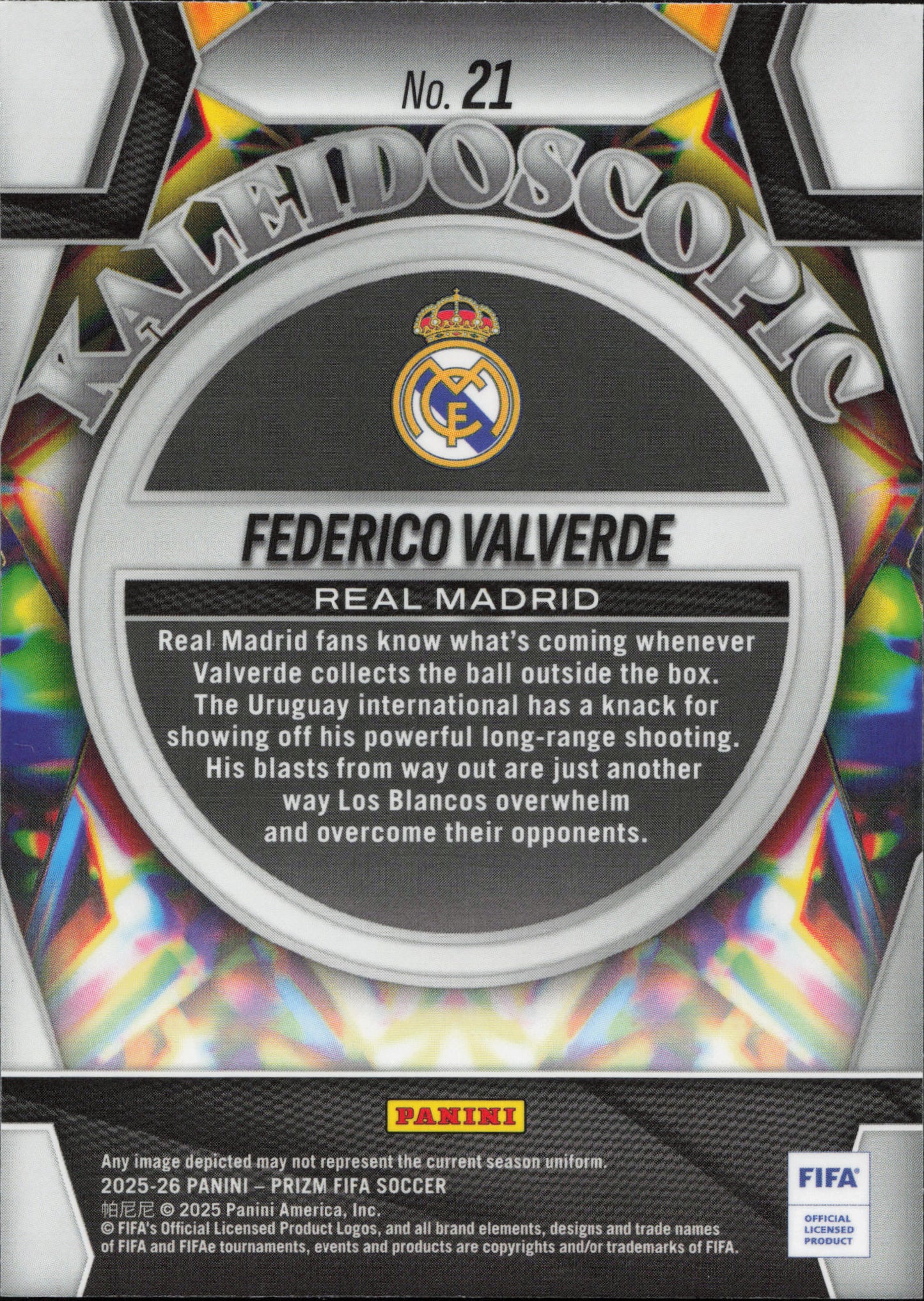 Federico Valverde Kaleidoscopic Panini Prizm FIFA