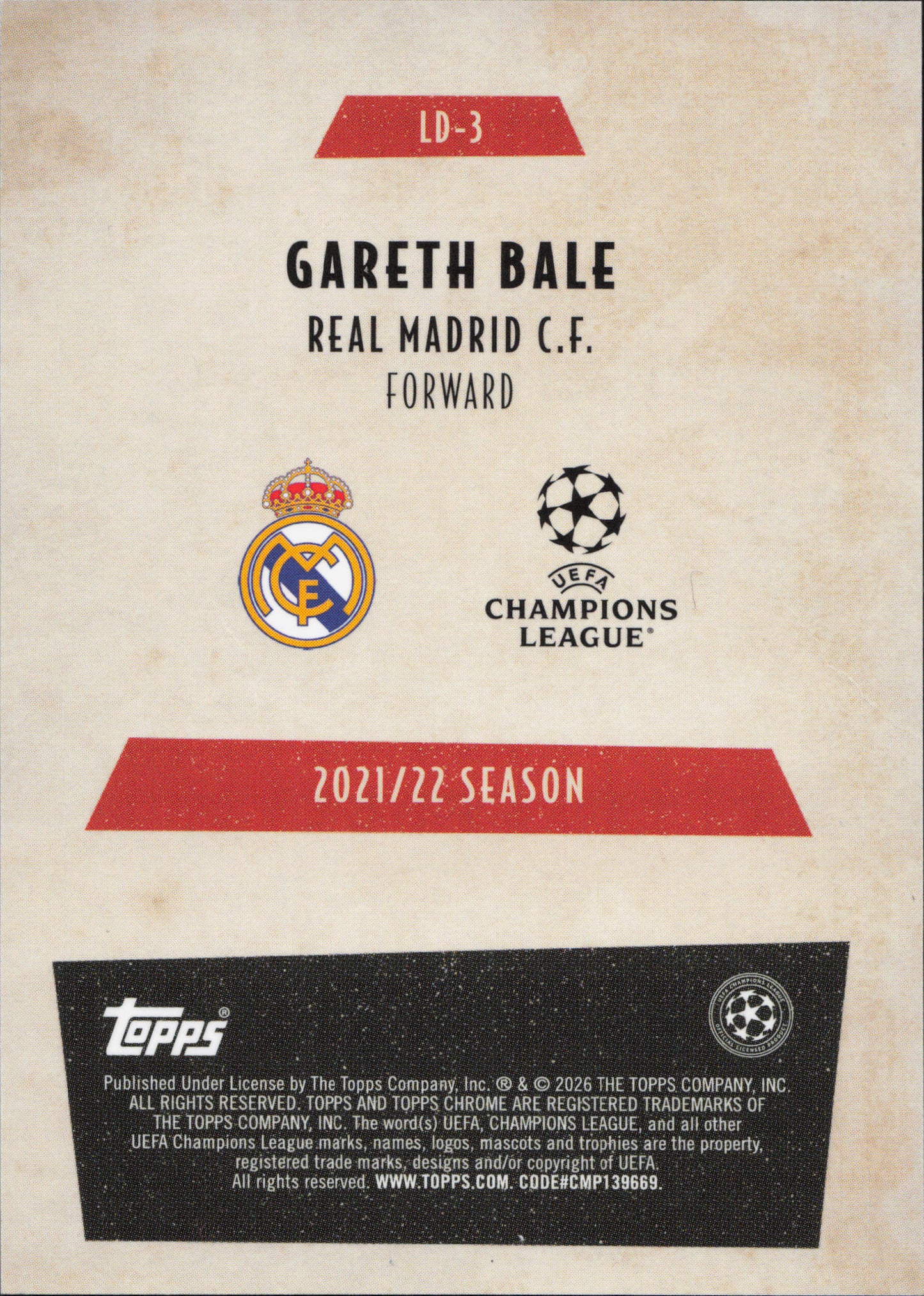 Gareth Bale Last Dance Topps Chrome UCC