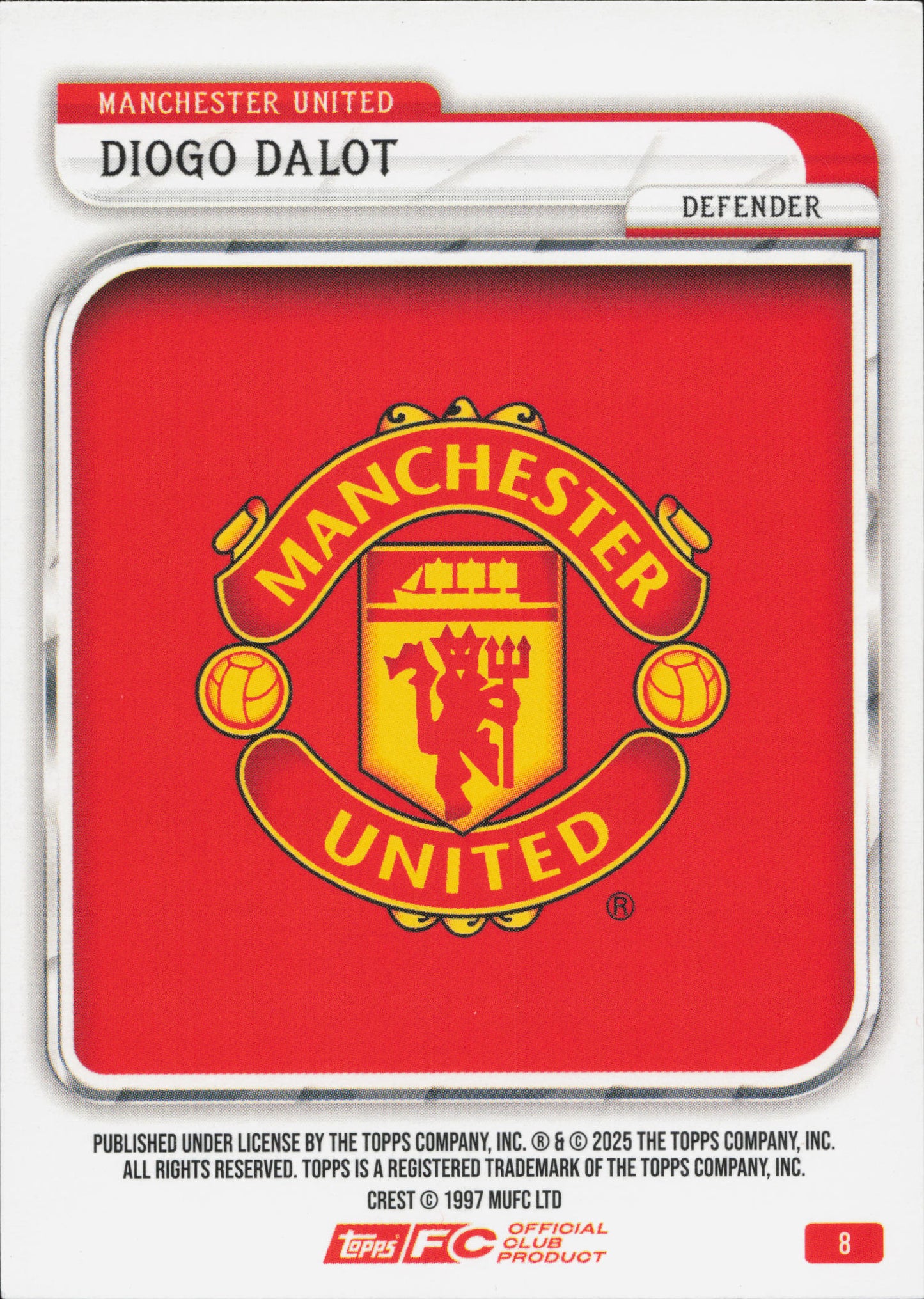 Diogo Dalot Base Topps Fan Set Manchester United