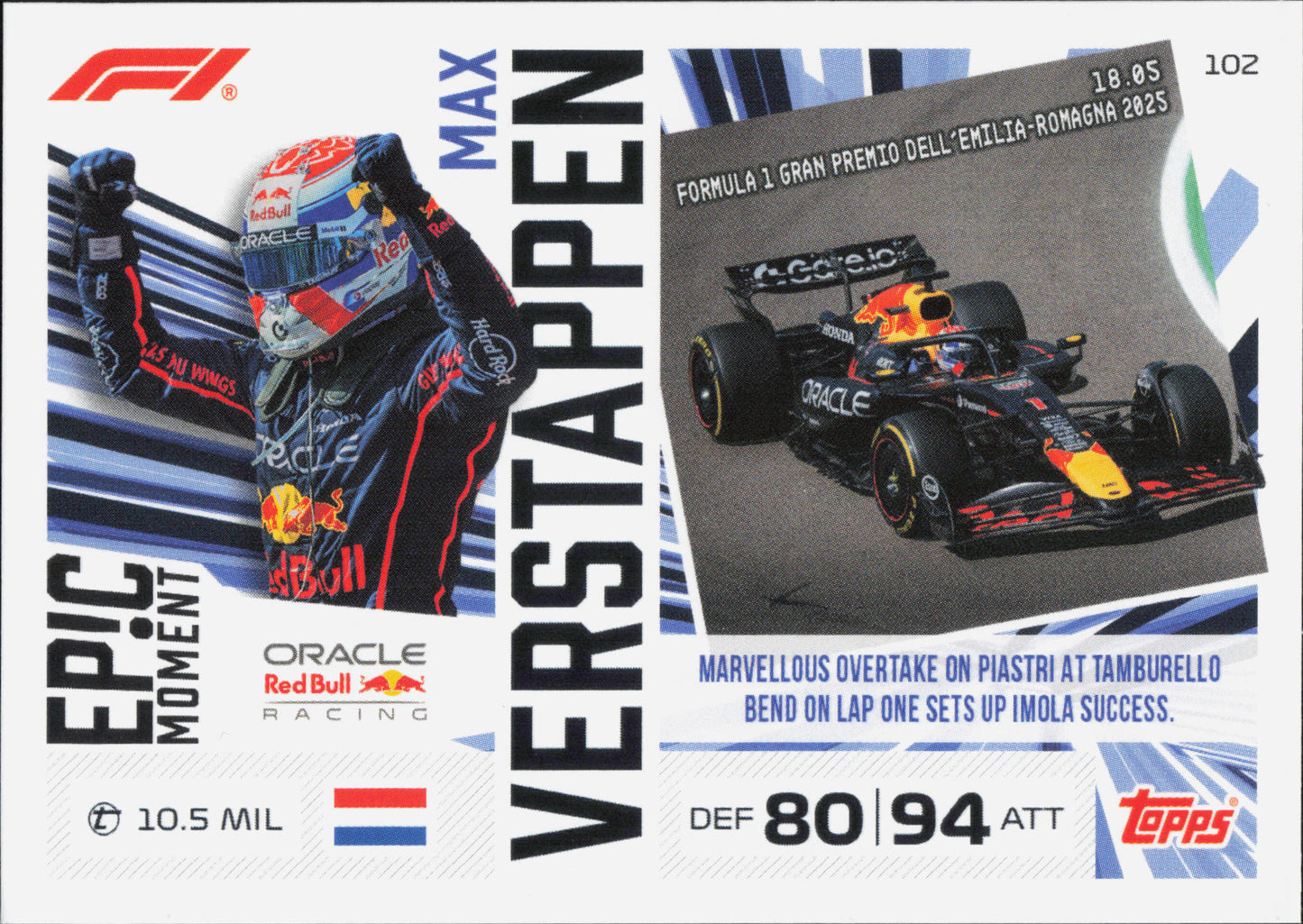 Max Verstappen Epic Moments #102 Topps Turbo Attax