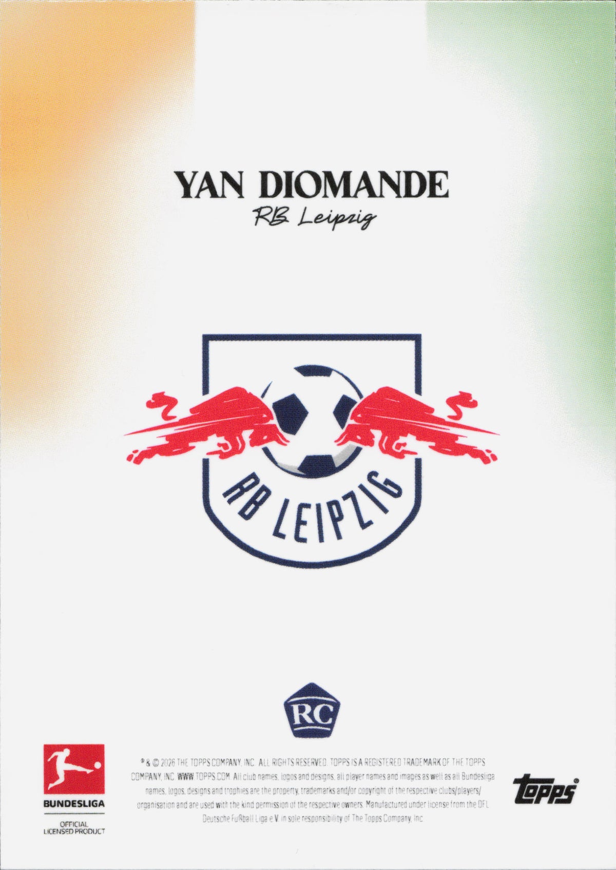Yan Diomande Rookie Topps International Stars Bundesliga