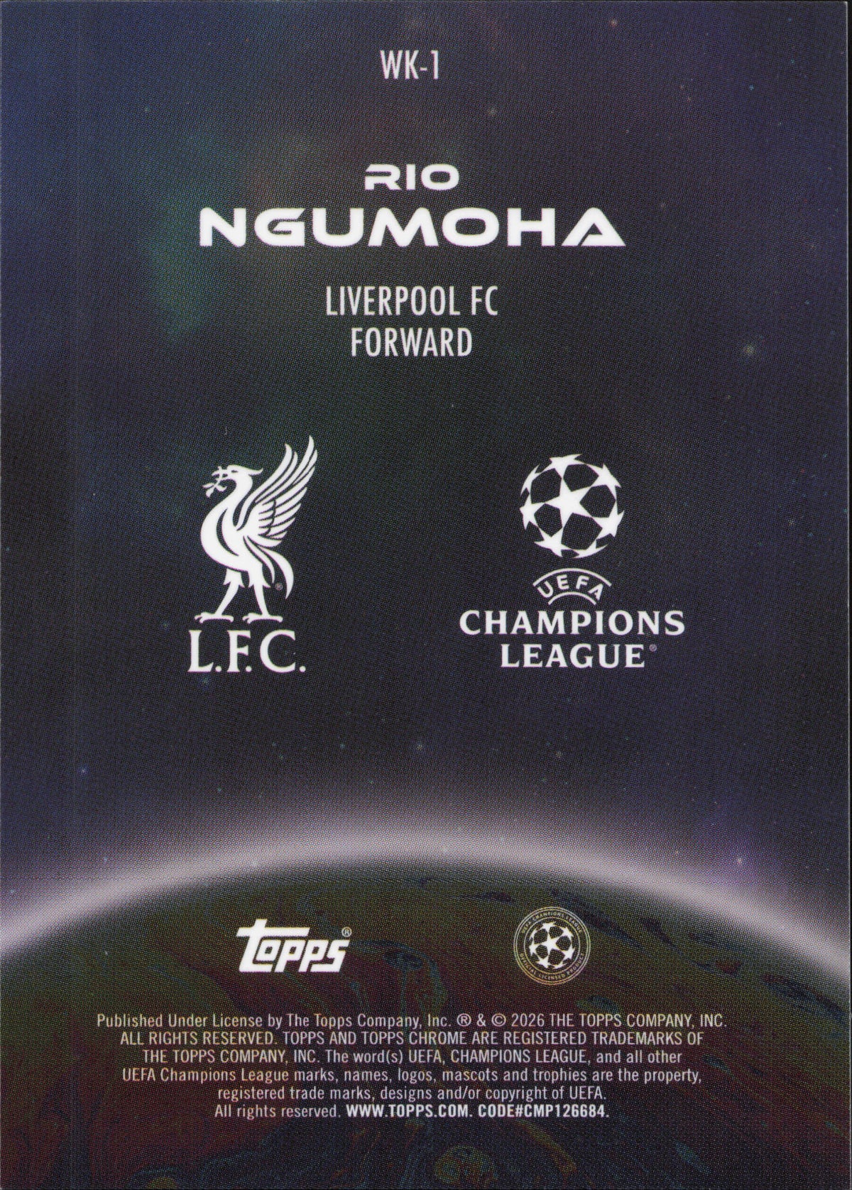 Rio Ngumoha Rookie Wonderkids Topps Chrome UCC