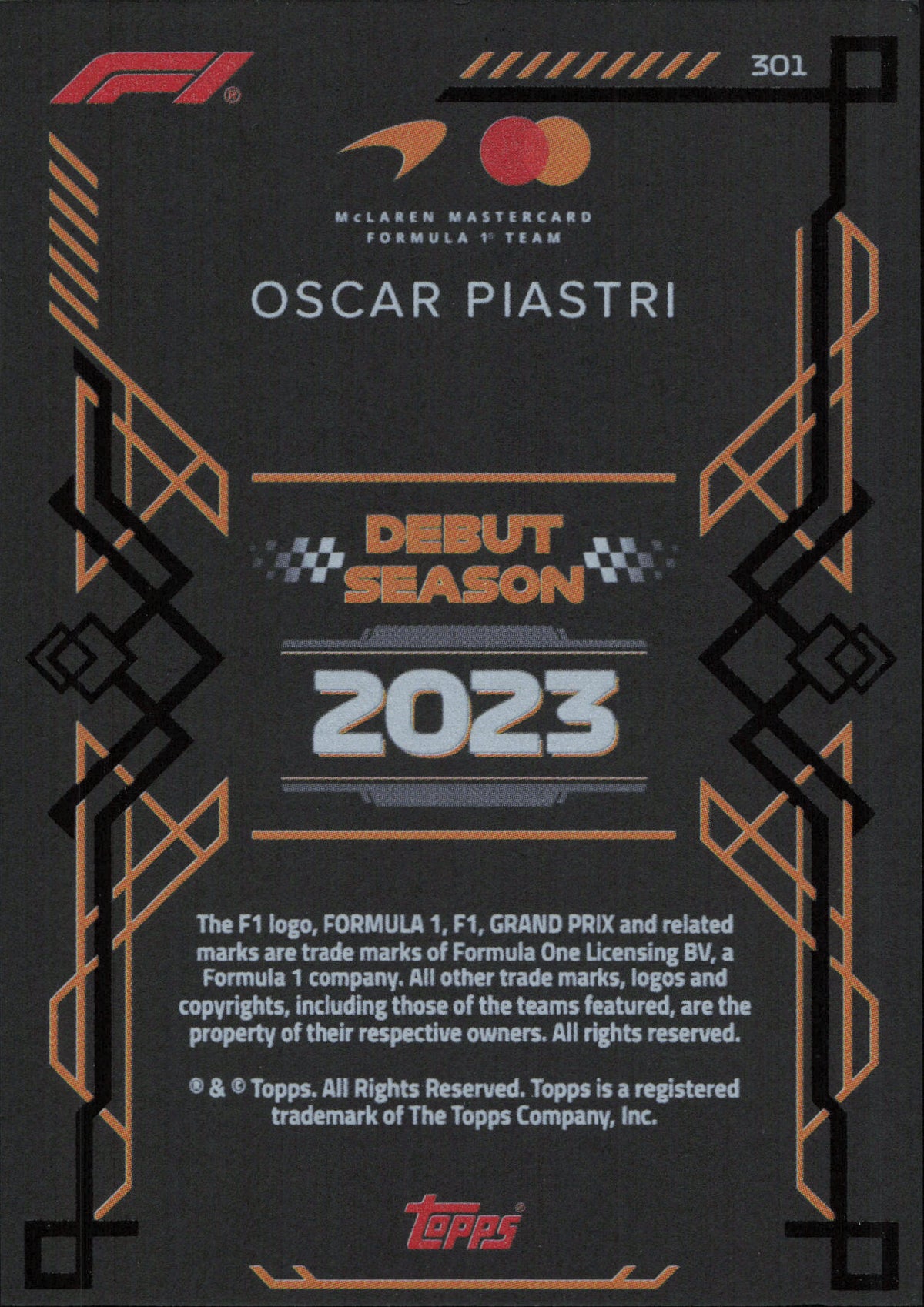 Oscar Piastri Black Edge Edition Topps Turbo Attax