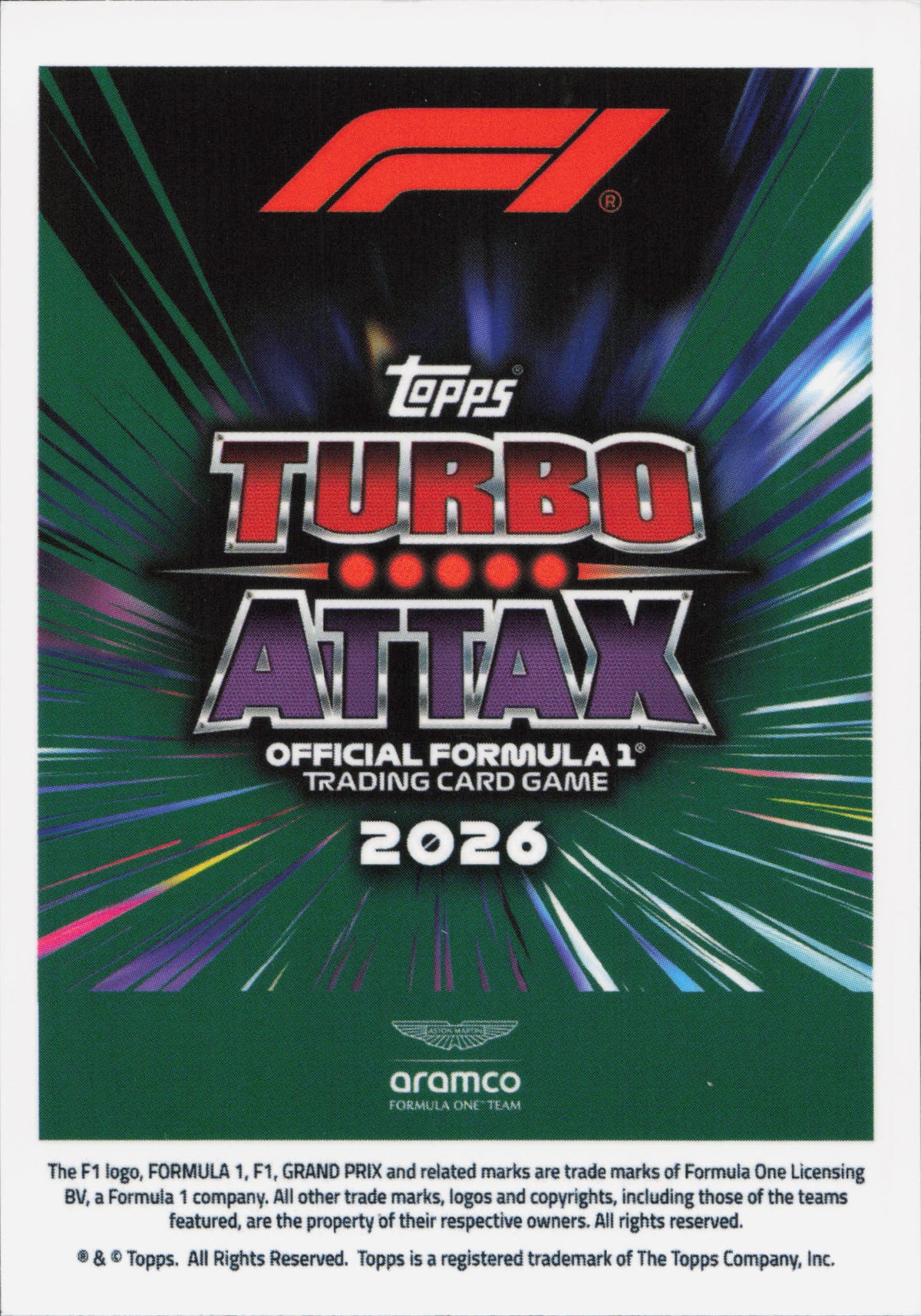 Lance Stroll Turbo Chrome Topps Turbo Attax