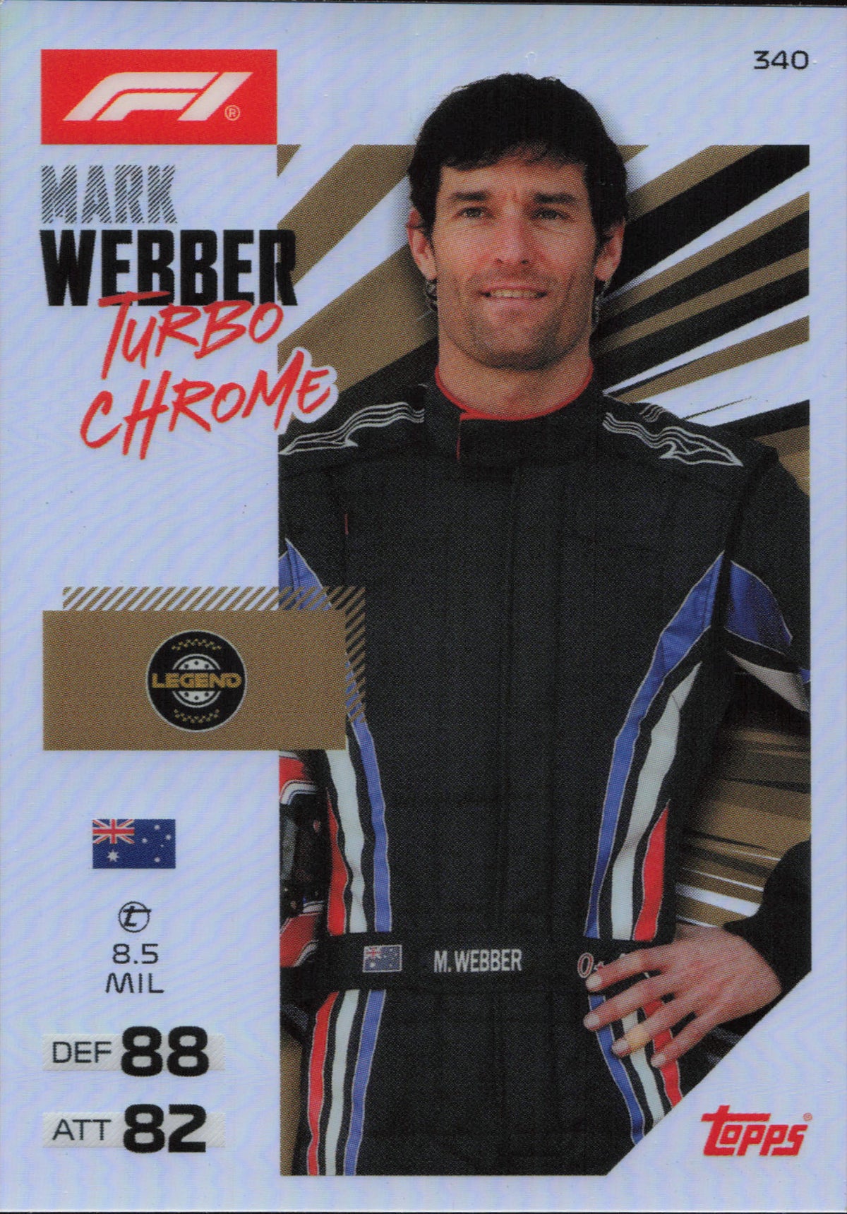 Mark Webber Turbo Chrome Topps Turbo Attax