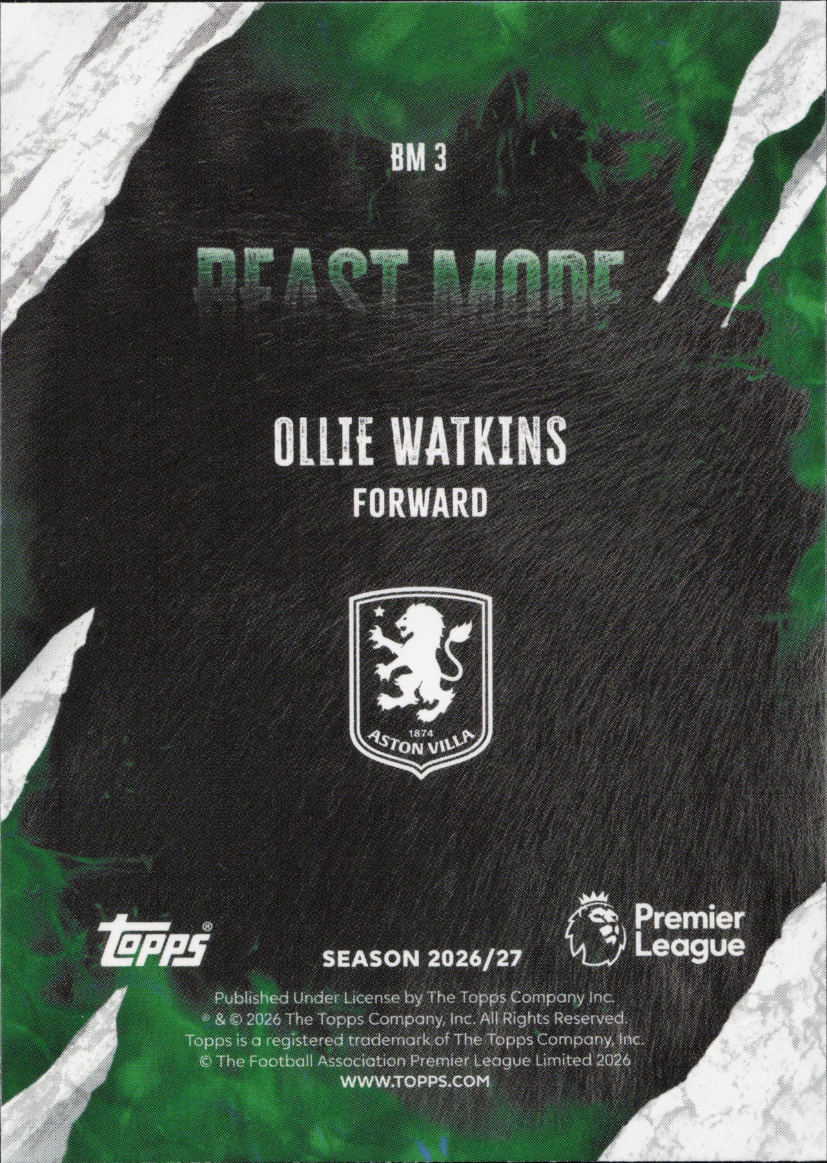 Ollie Watkins Beast Mode Topps Flagship EPL
