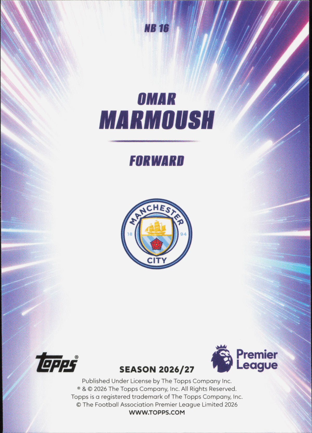 Omar Marmoush Nitro Boost Topps Flagship EPL