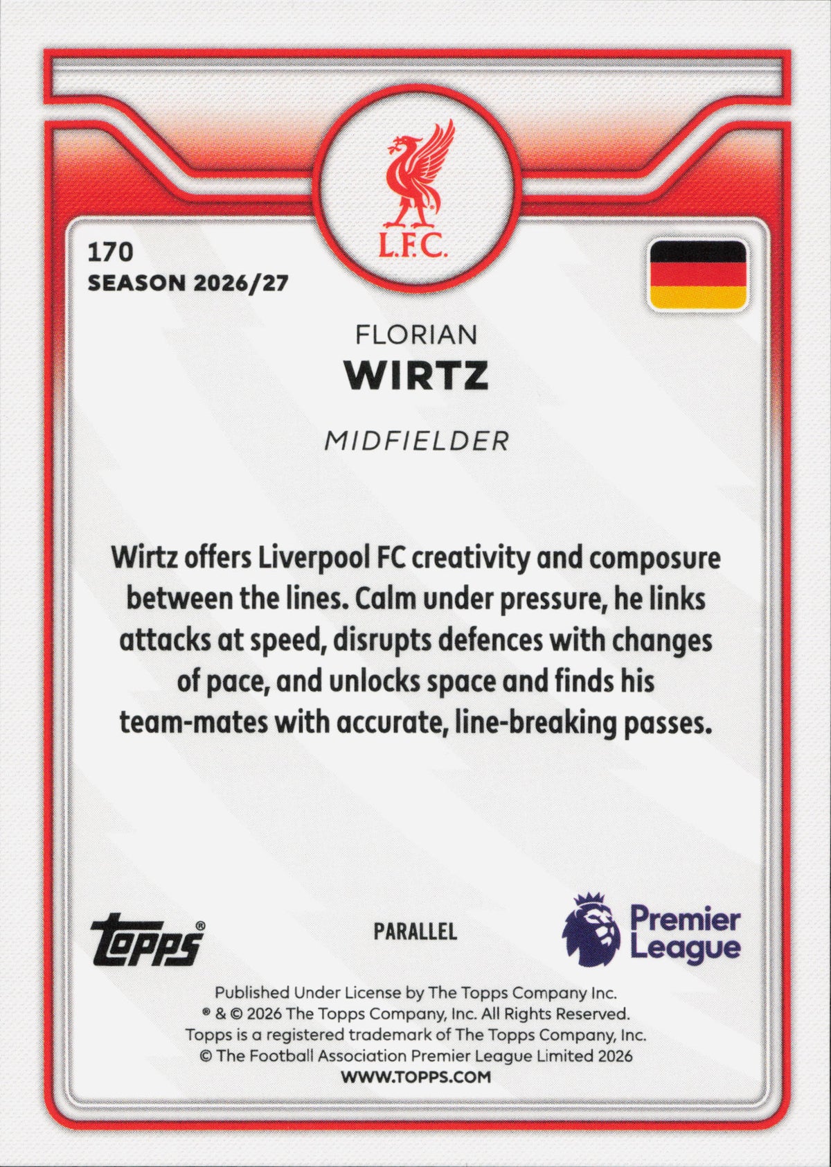 Florian Wirtz Green Voltage Topps Flagship EPL