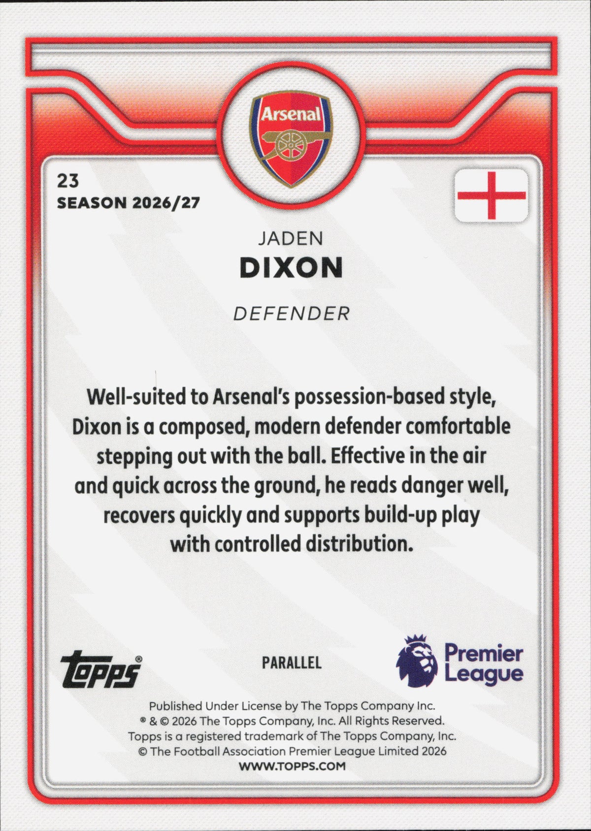 Jaden Dixon Rookie Green Voltage Topps Flagship EPL