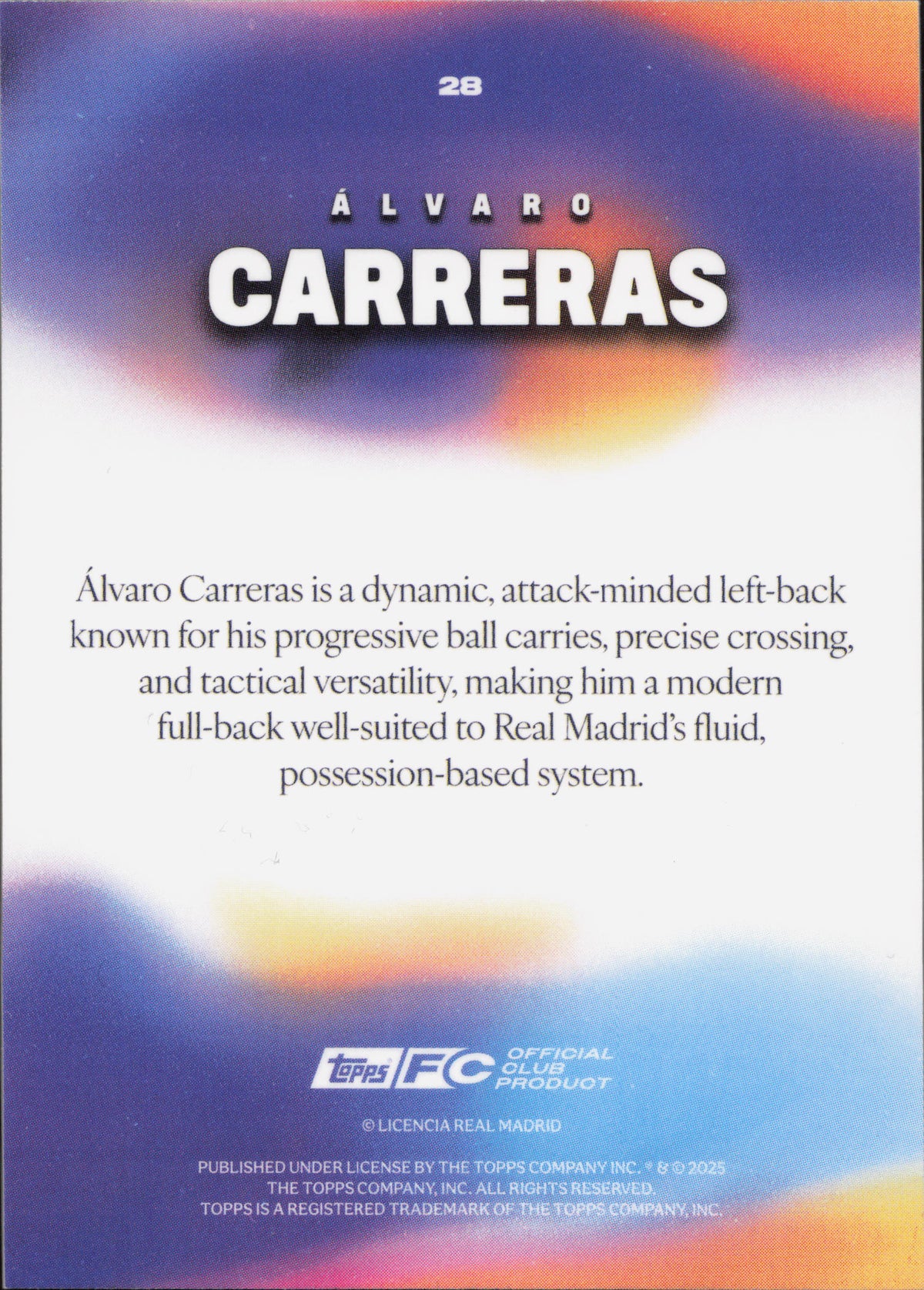 Alvaro Carreras Topps Los Blancos Real Madrid