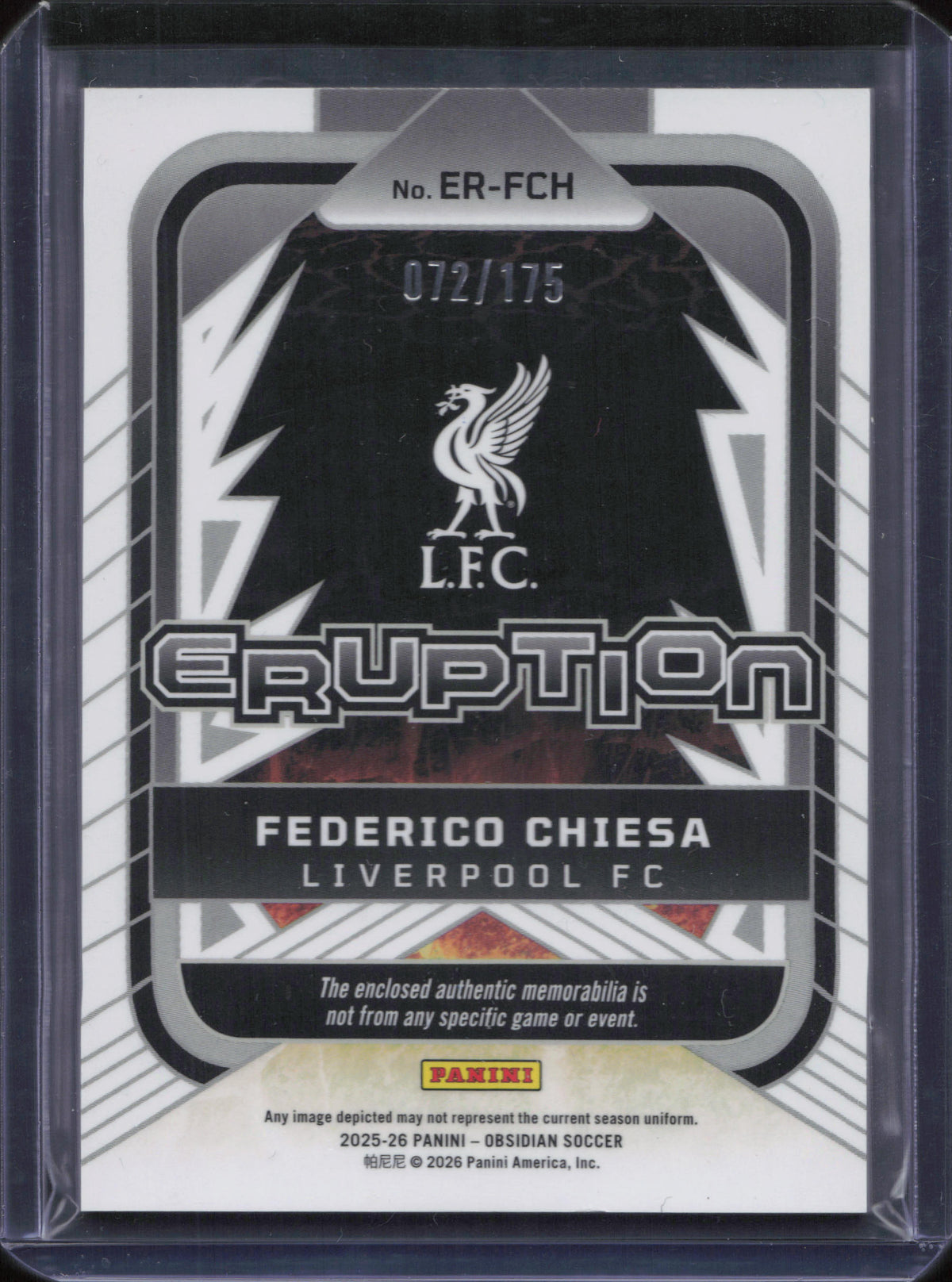 Federico Chiesa Patch Numbered /175 Panini Obsidian