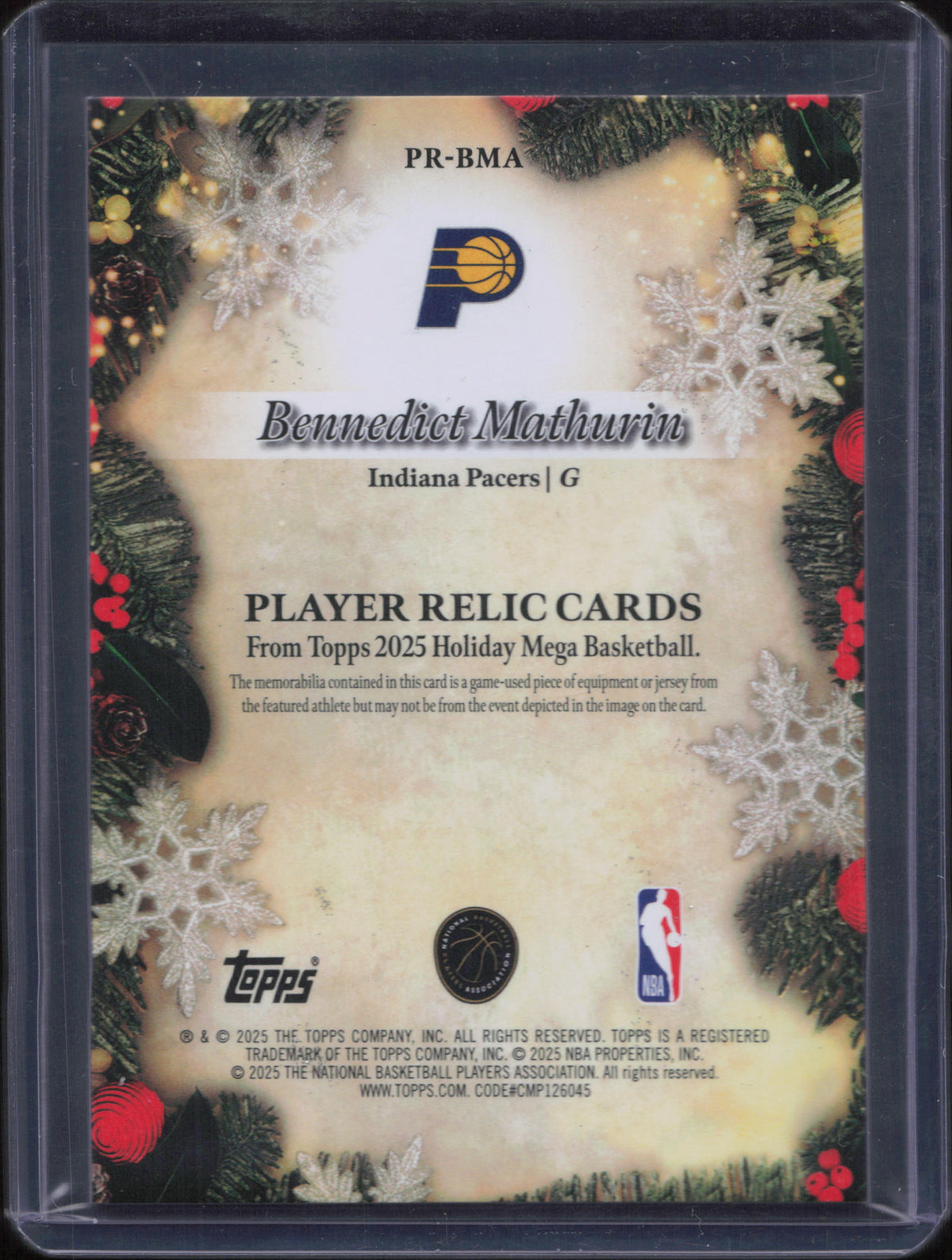 Bennedict Mathurin Game-Used Patch Topps Holiday