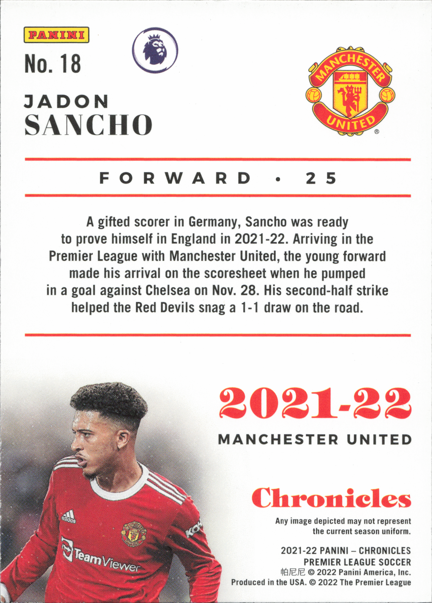 Jadon Sancho Base Chronicles Panini EPL