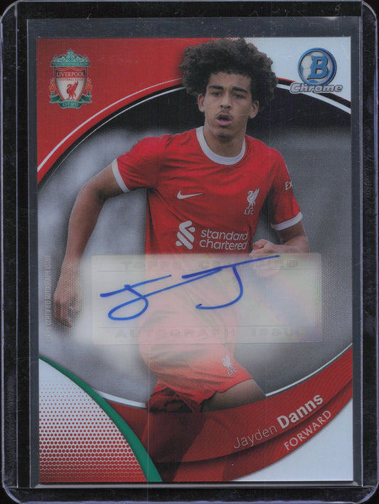 Jayden Danns Autograph Bowman Chrome Liverpool Topps Chrome