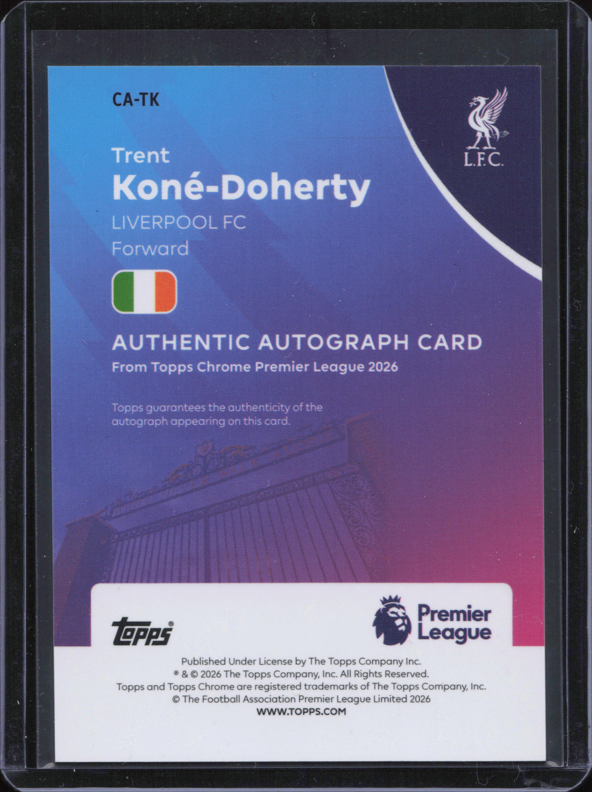 Trent Kone-Doherty Rookie Autograph Topps Chrome EPL