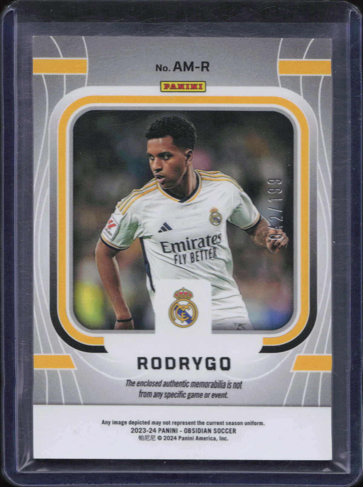 Rodrygo Patch Numbered /199 Panini Obsidian