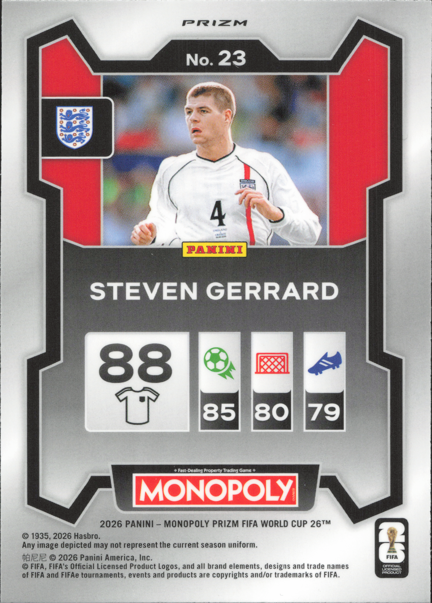 Steven Gerrard Green Wave Prizm Panini Prizm Monopoly World Cup