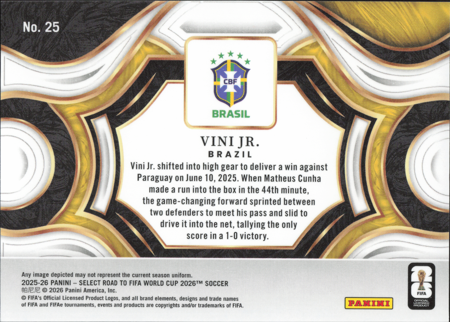 Vini Jr. Snapshots Panini Select World Cup