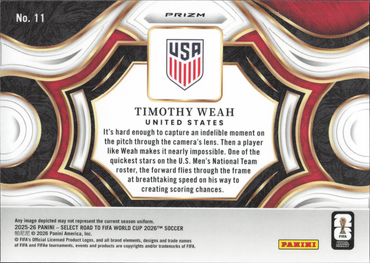 Timothy Weah Snapshots Blue Pulsar Panini Select World Cup