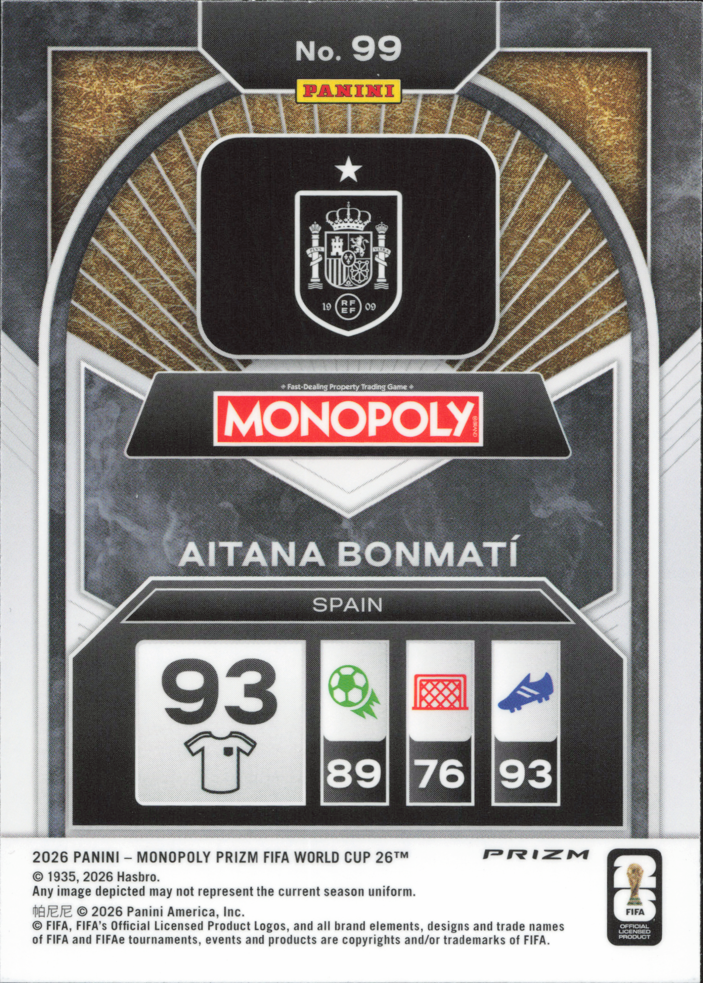 Aitana Bonmati Blue Wave Panini Prizm Monopoly World Cup