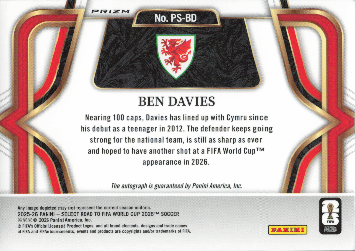 Ben Davies Autograph Panini Select World Cup