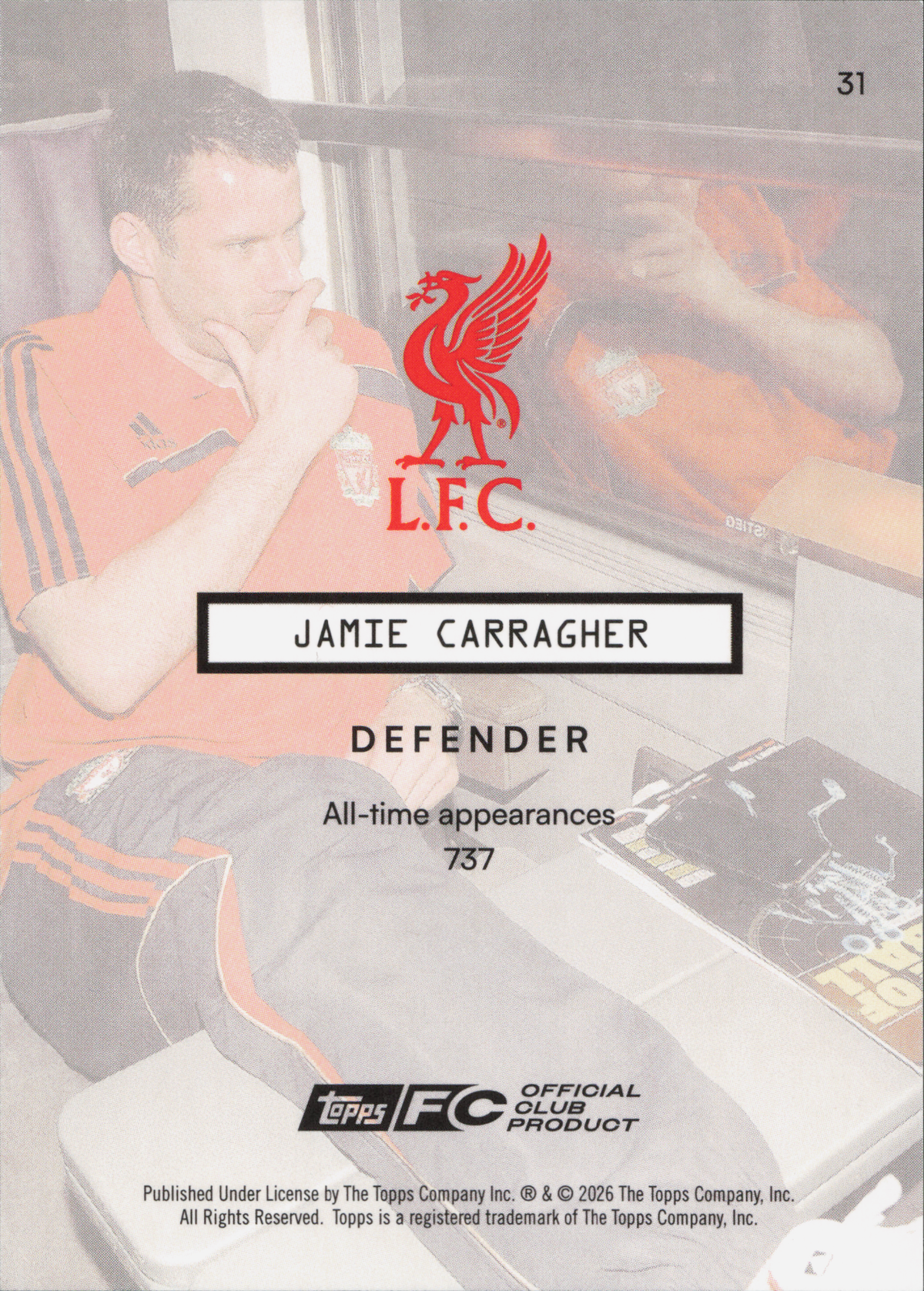 Jamie Carragher Topps Focus Liverpool
