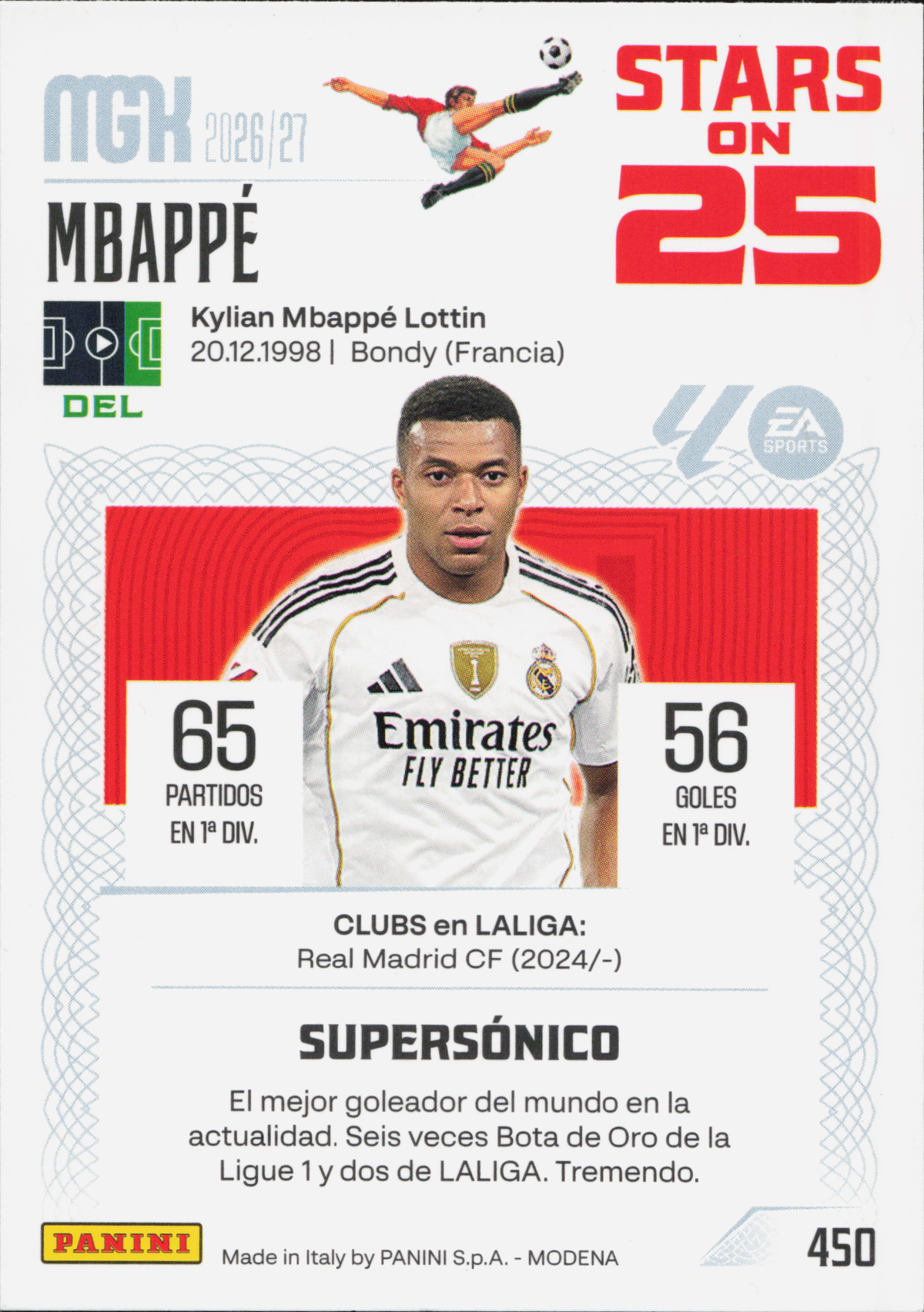 Kylian Mbappe Stars on 25 Panini MGK La Liga