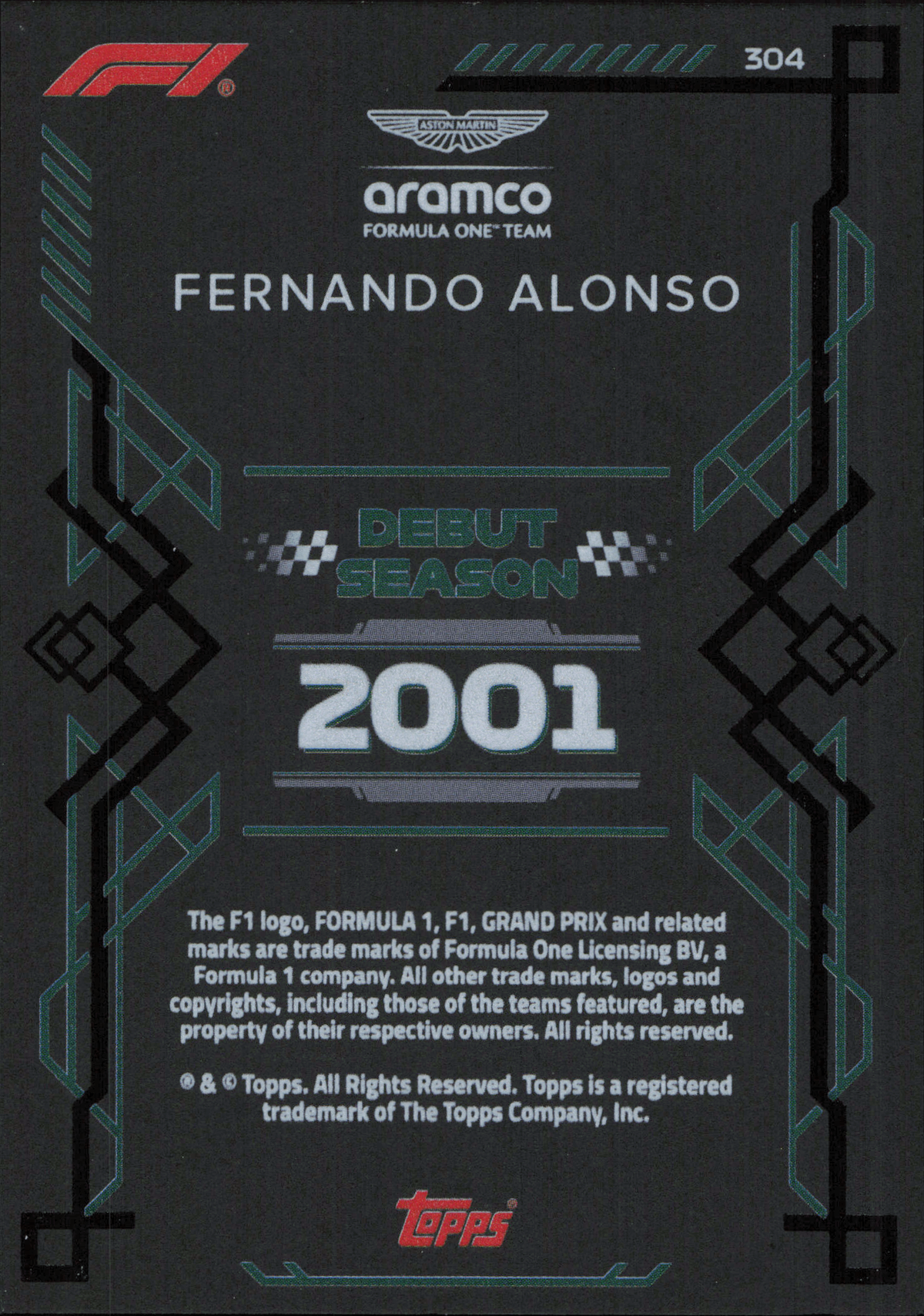 Fernando Alonso Black Edge Edition Topps Turbo Attax
