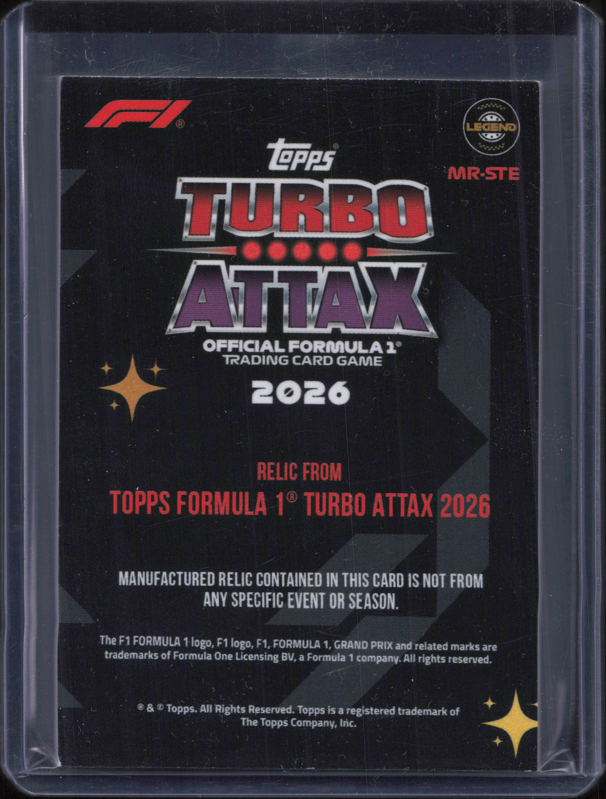 Sir Jackie Stewart Legend Relic Topps Turbo Attax