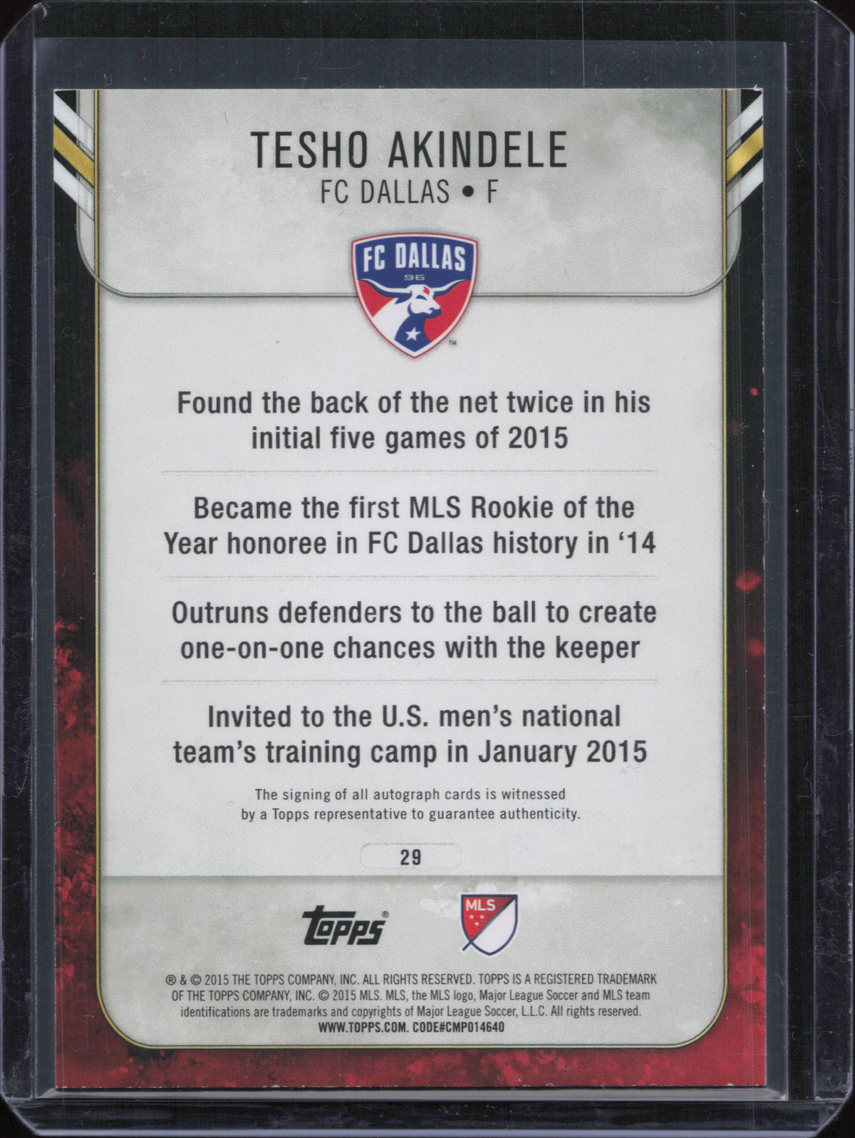Tesho Akindele Autograph Topps Apex