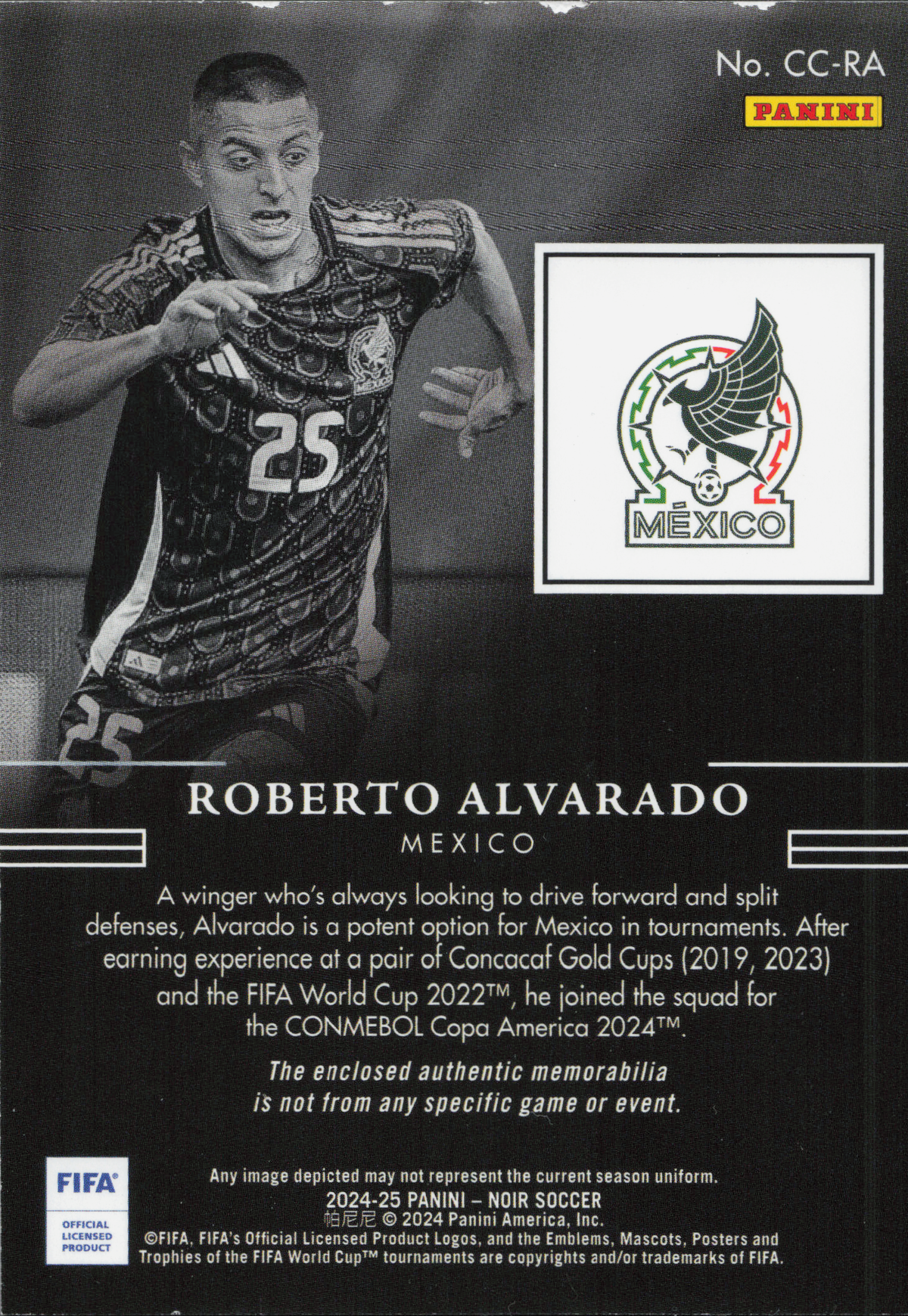 Roberto Alvarado Patch Numbered /65 Panini Noir
