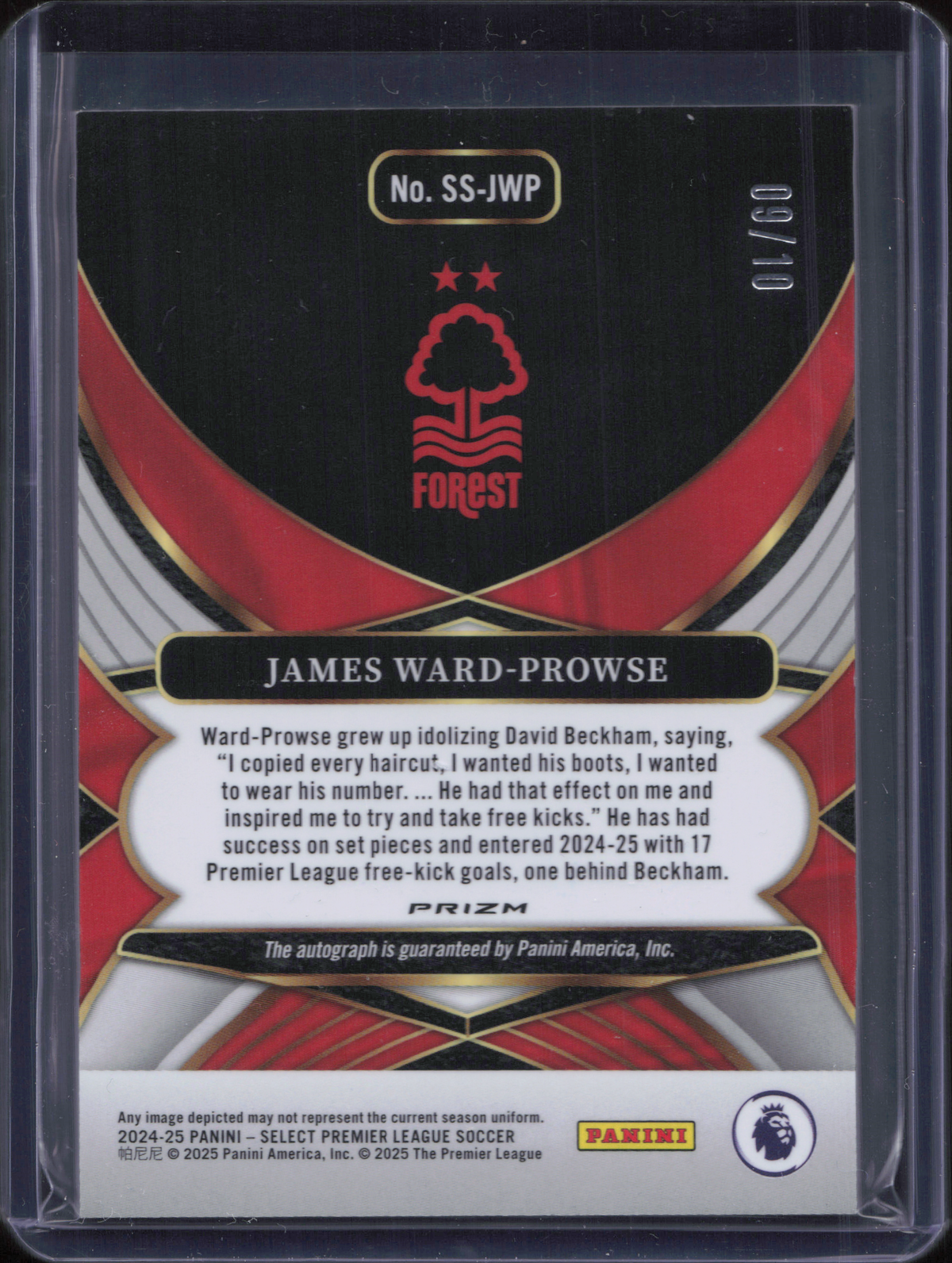 James Ward-Prowse Autograph Numbered /10 Panini Select EPL