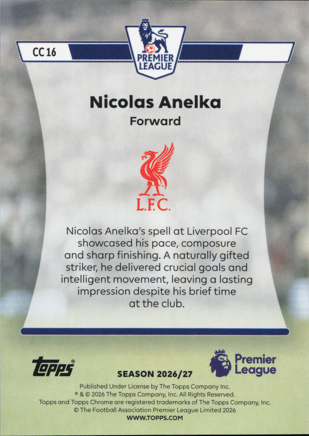 Nicolas Anelka Chrome Classics Topps Flagship EPL