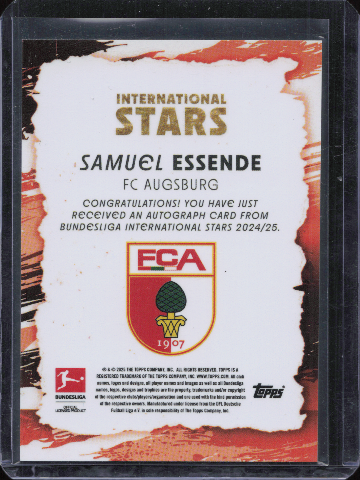 Samuel Essende Autograph Numbered /49 Topps International Stars Bundesliga