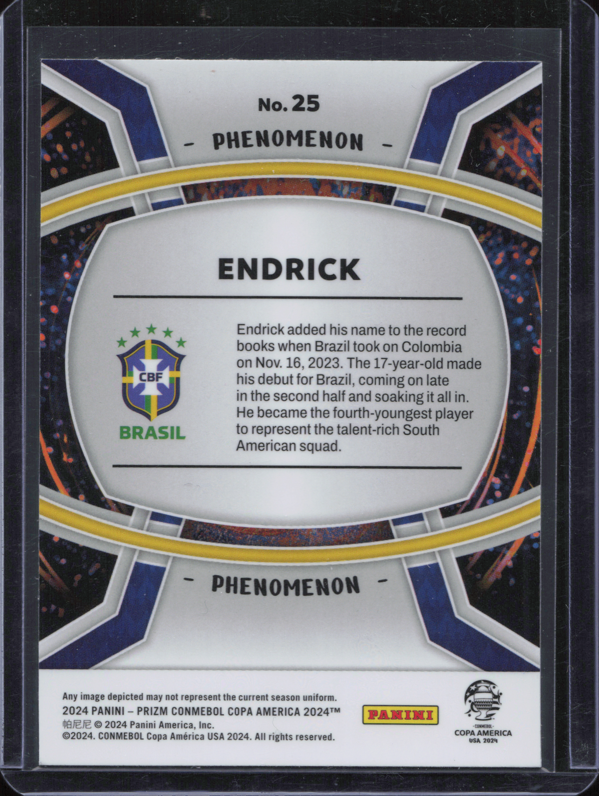 Endrick Rookie Phenomenon Panini Prizm Copa America