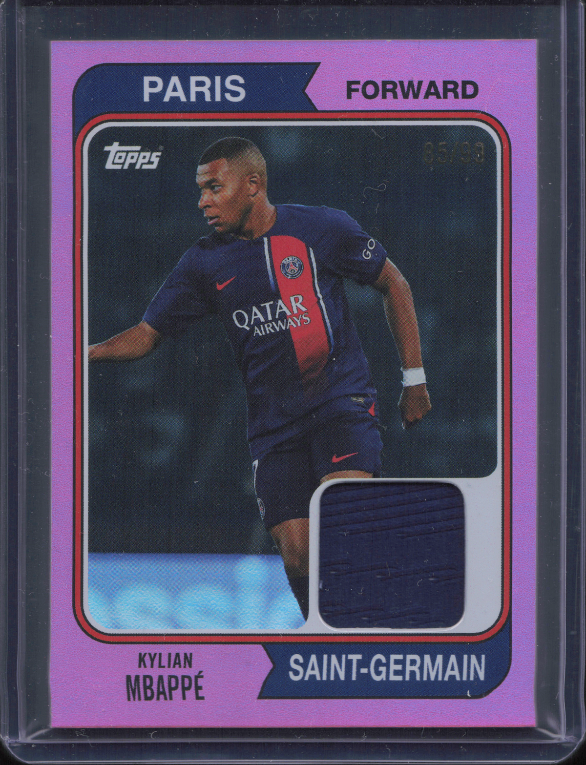 Kylian Mbappe Training-Worn Patch Numbered /99 Topps PSG Team Set