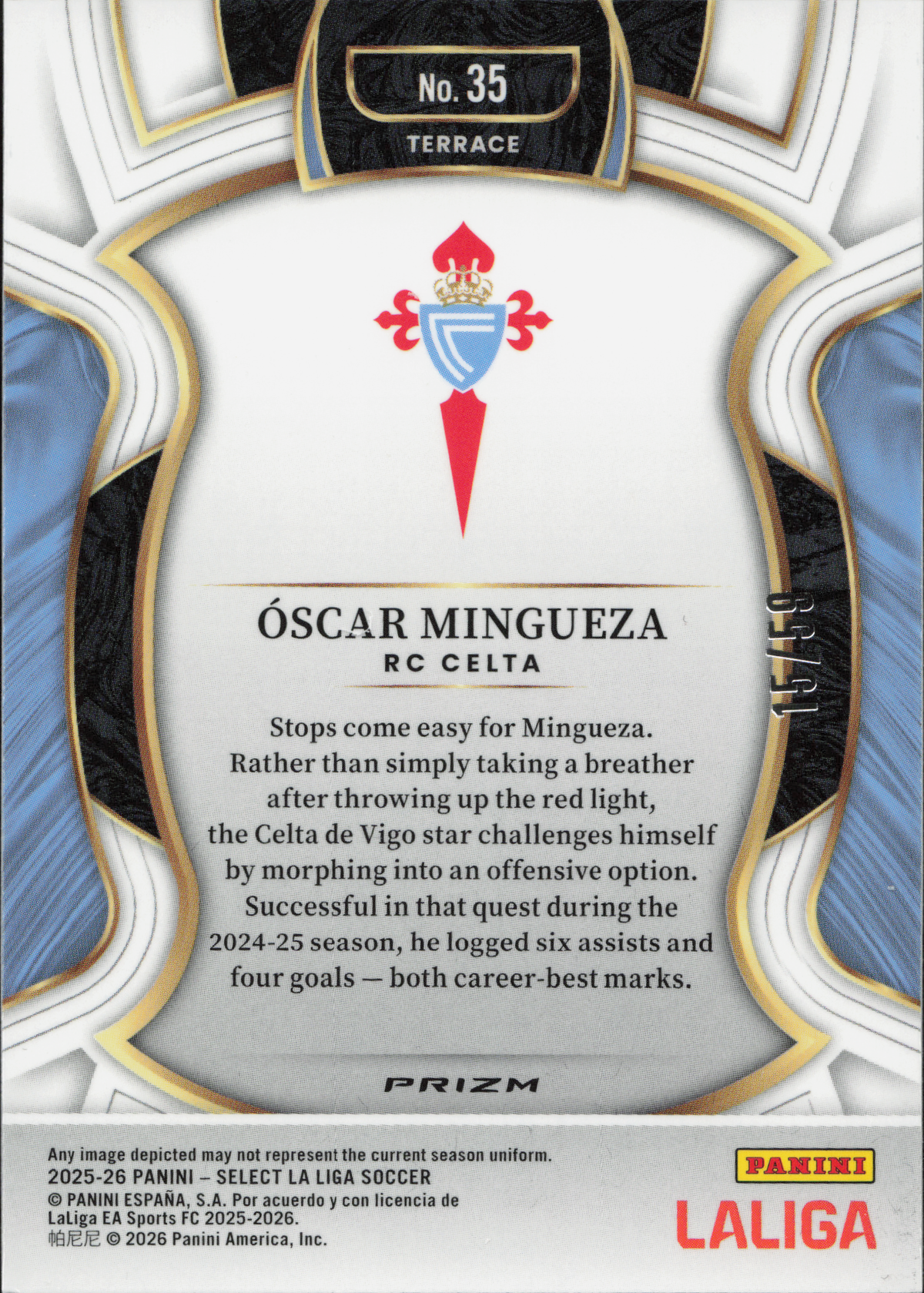 Oscar Mingueza Numbered /59 Panini Select La Liga