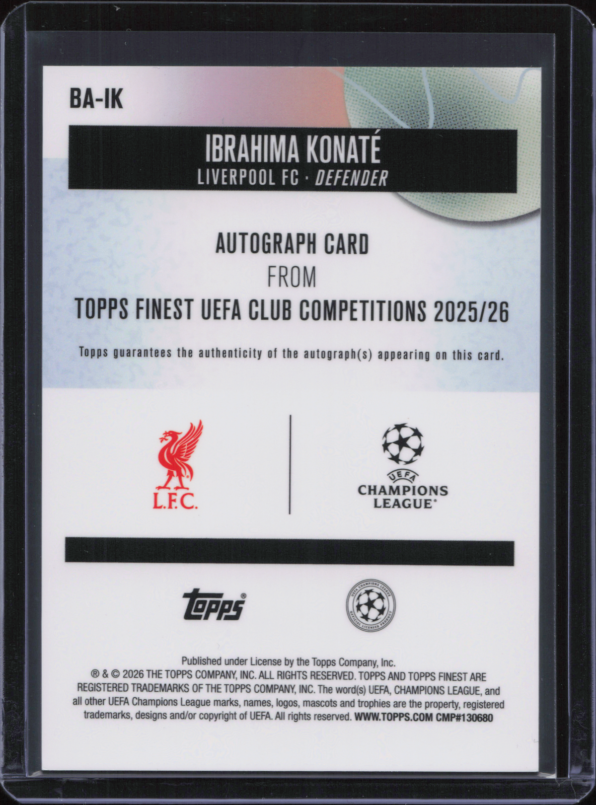Ibrahima Konate Autograph Topps Finest