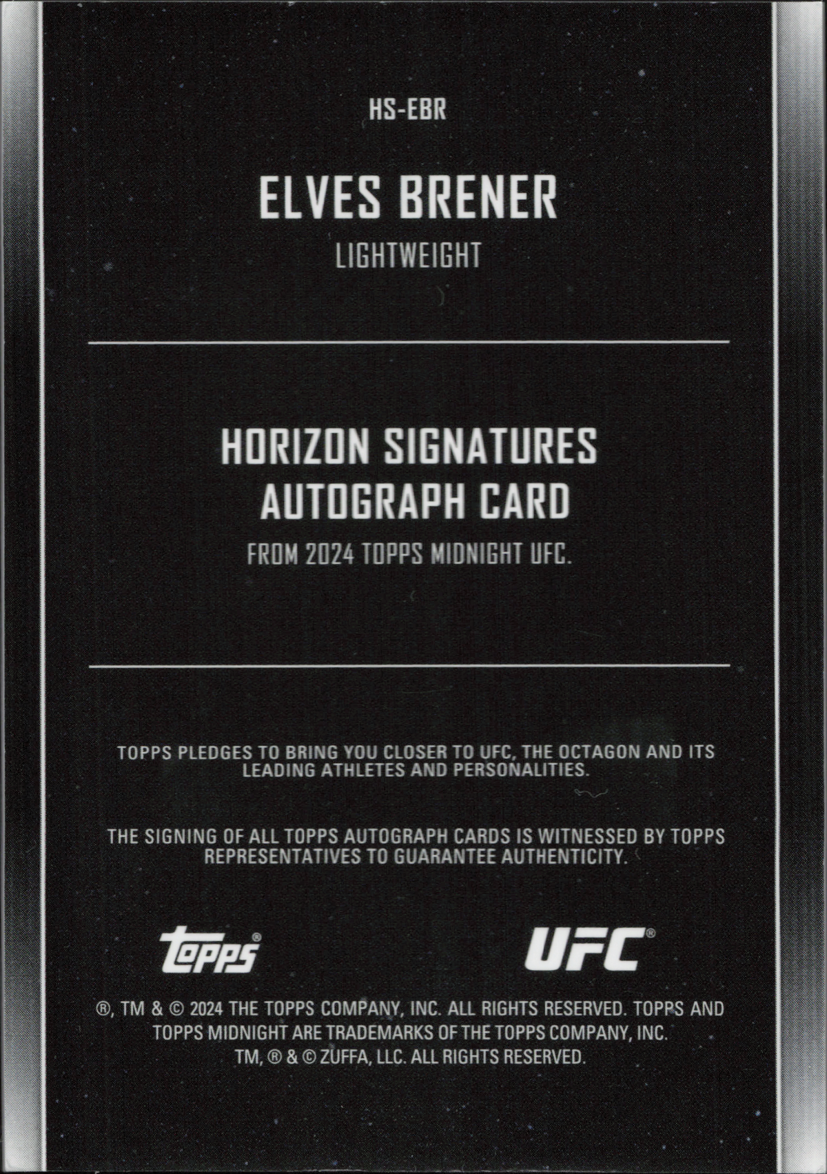 Elves Brener Rookie Autograph Topps Midnight UFC