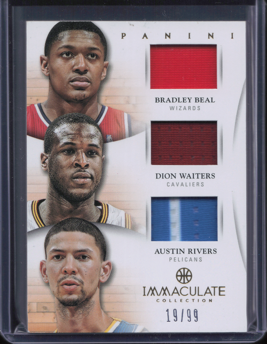 Bradley Beal / Dion Waiters / Austin Rivers Triple Event-Worn Patch Numbered /99 Panini Immaculate