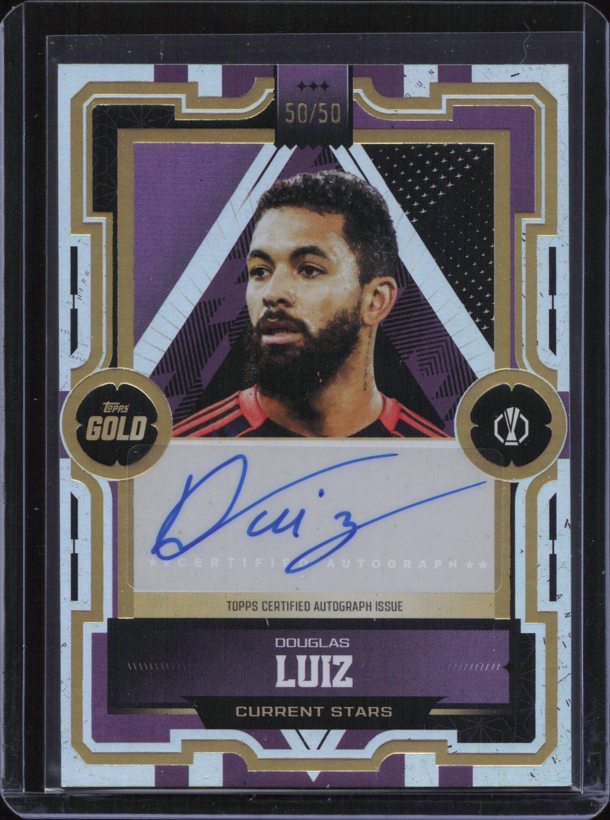 Douglas Luiz Autograph Numbered /50 Topps Gold