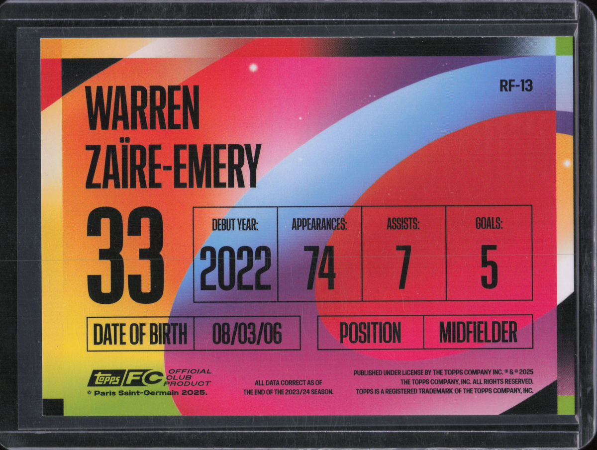 Warren Zaire-Emery Rainbow Flick Case Hit Topps Team Set PSG