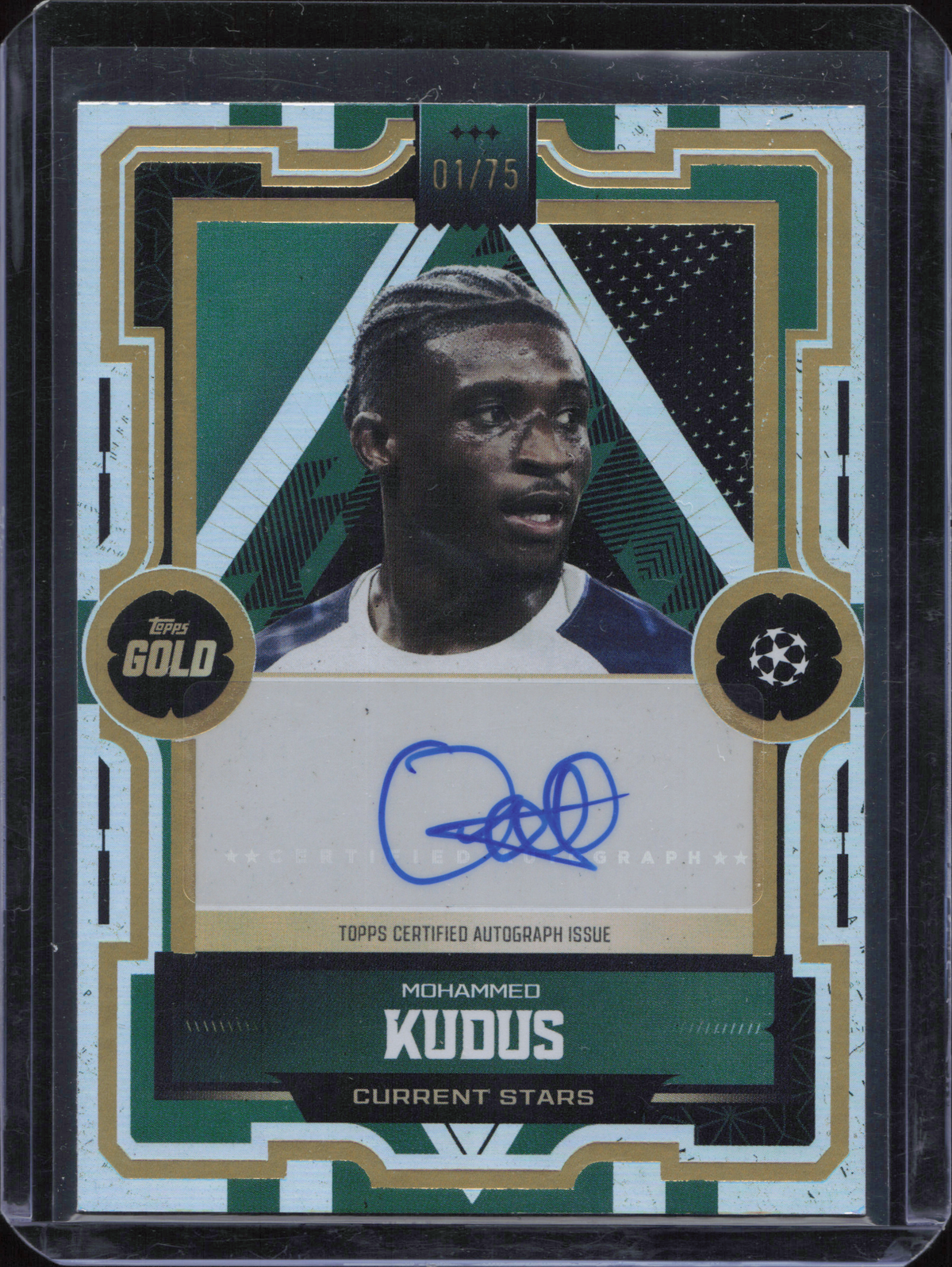 Mohammed Kudus Autograph Numbered /75 Bookend Topps Gold