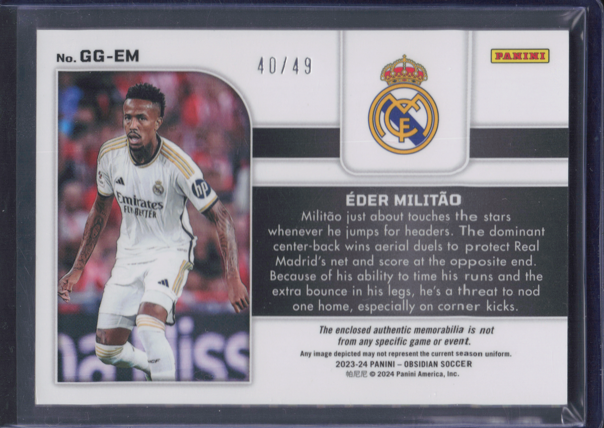Eder Militao Patch Numbered /49 Panini Obsidian