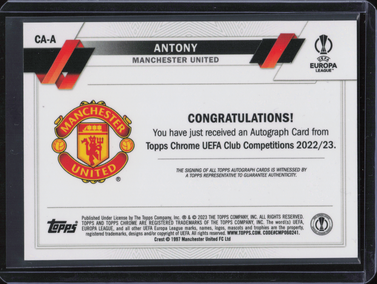 Antony Autograph Topps Chrome UCC 2022/23
