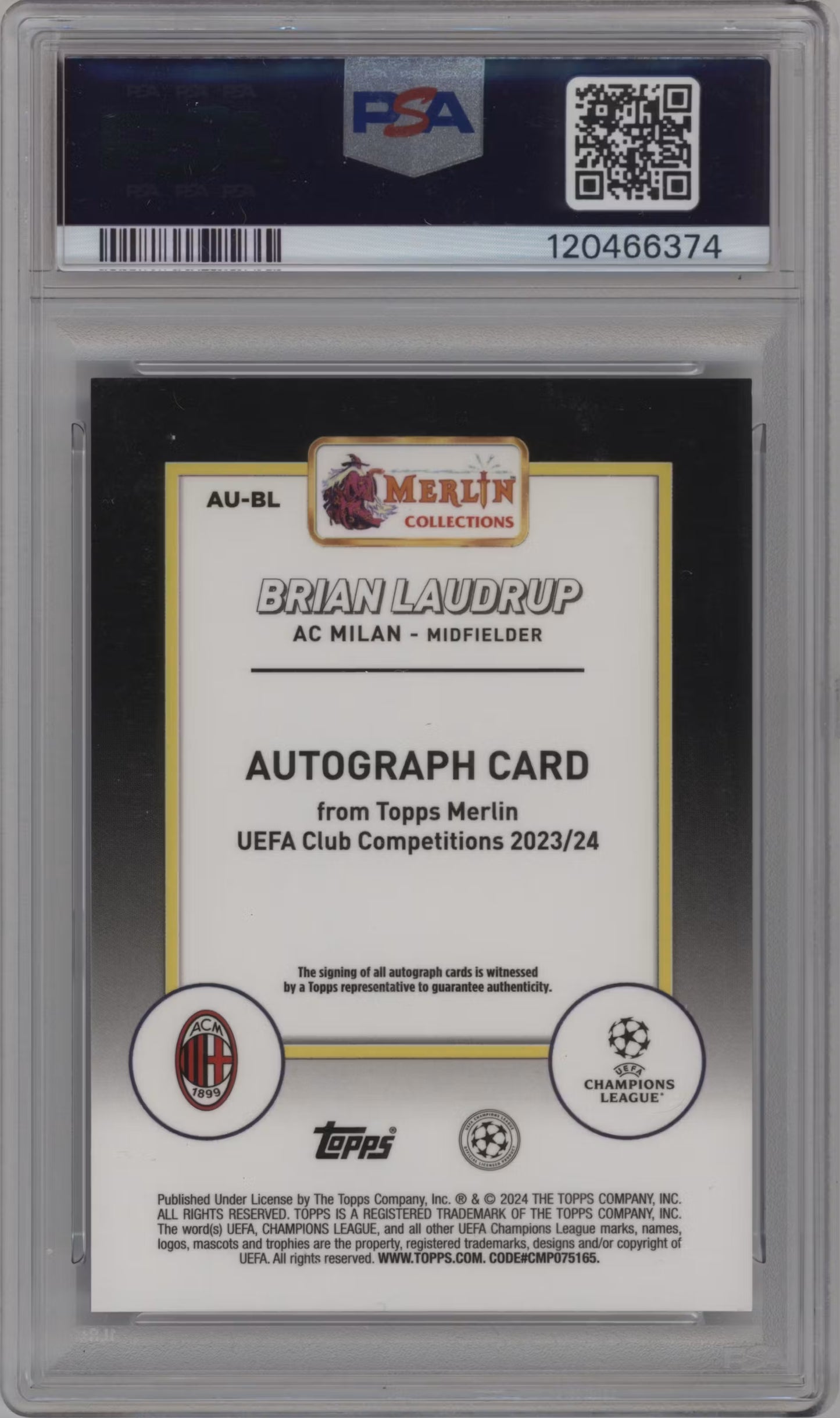 Brian Laudrup Autograph Numbered /75 Topps Merlin (GRADED)(PSA)