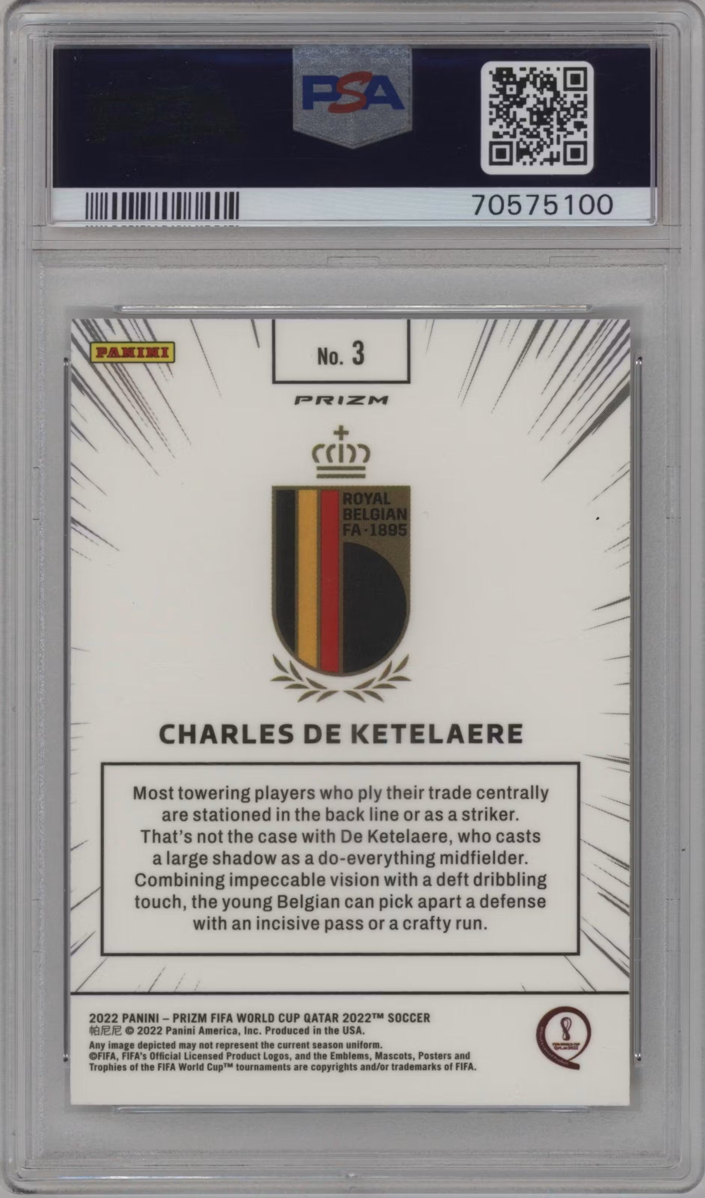 Charles De Ketelaere Manga Case Hit Panini Prizm World Cup Qatar (GRADED)(PSA)