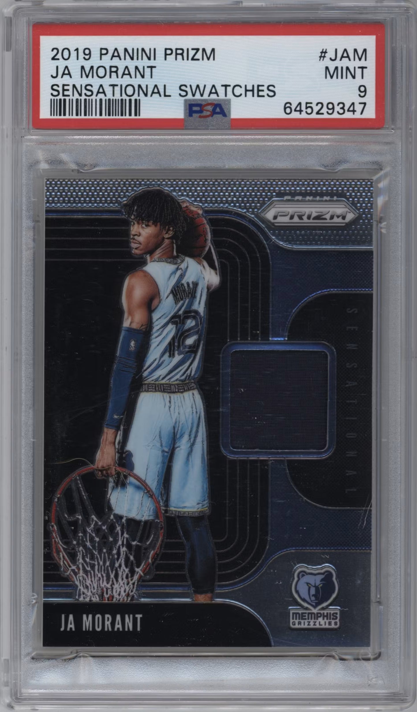 Ja Morant Player-Worn Patch Panini Prizm 2019 (GRADED)(PSA)